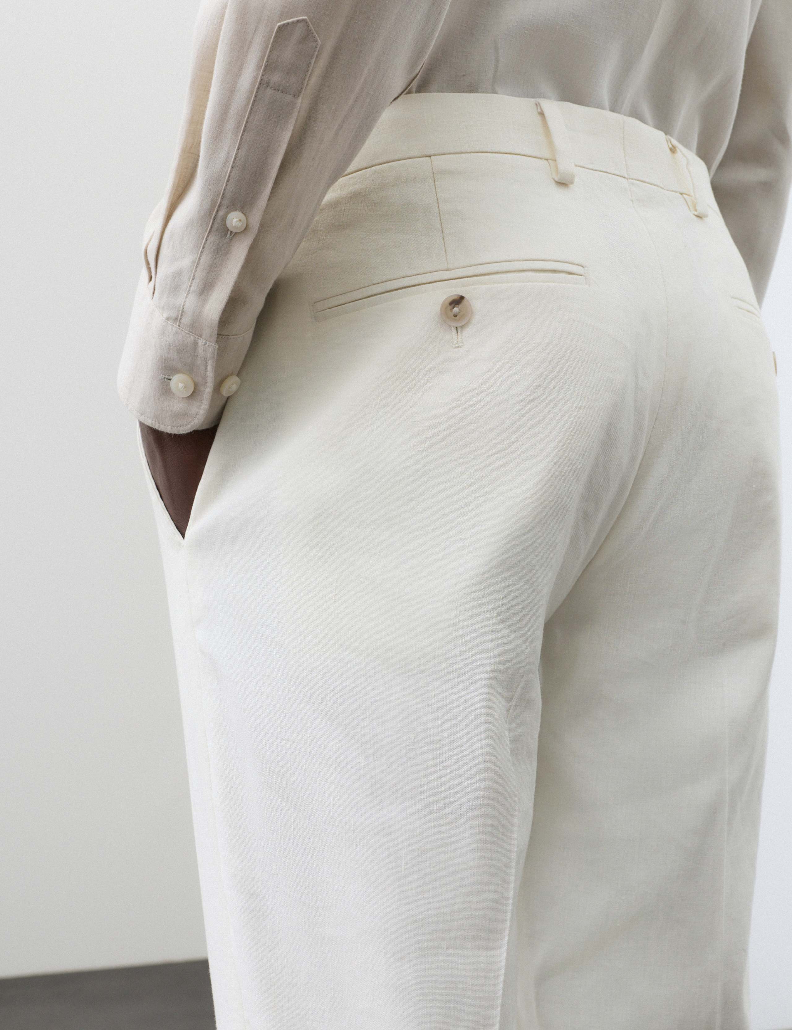 Tailored Fit Italian Performance Linen Blend Suit Trousers 6 of 6