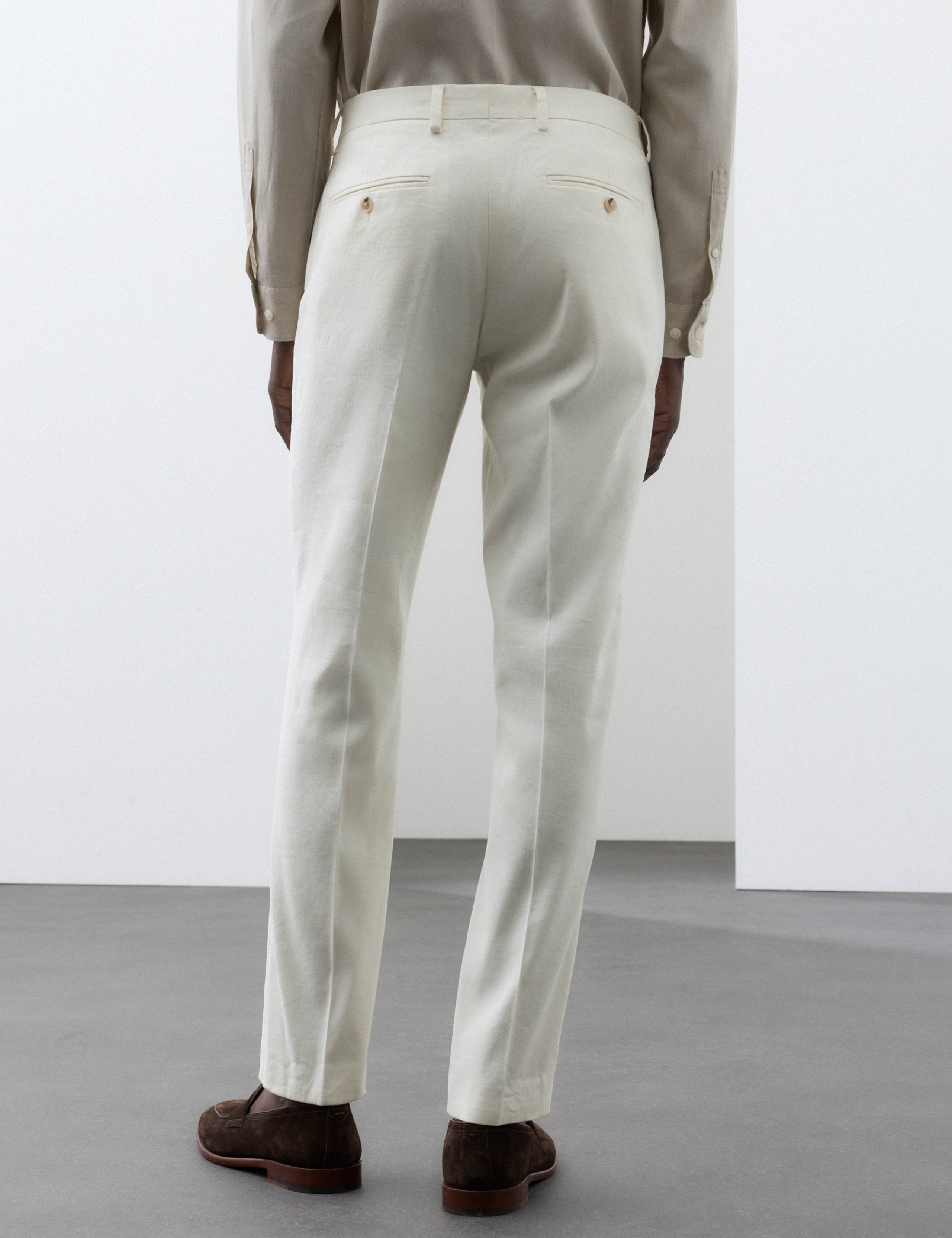 Tailored Fit Italian Performance Linen Blend Suit Trousers 3 of 6