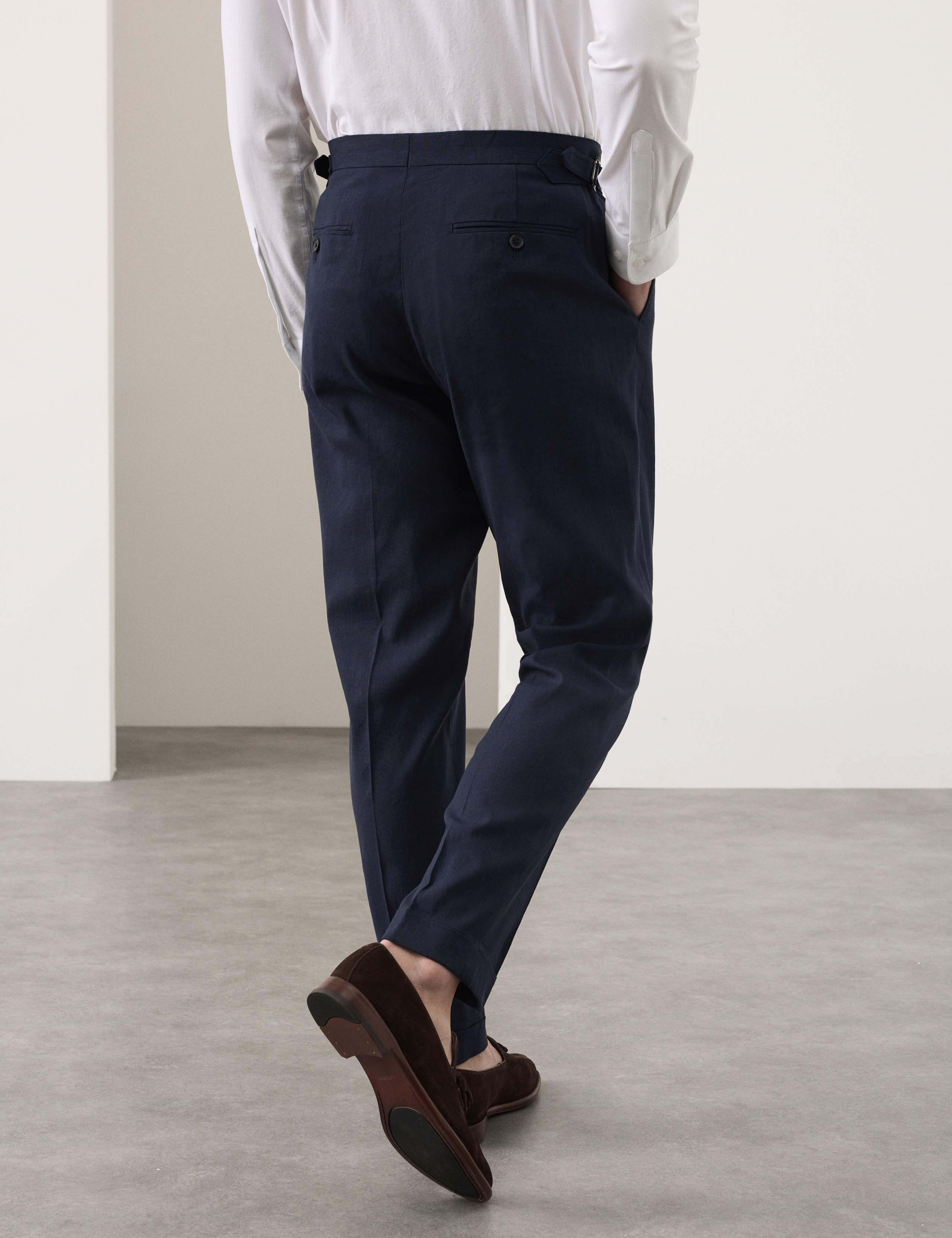 Tailored Fit Italian Performance Linen Blend Suit Trousers 6 of 8