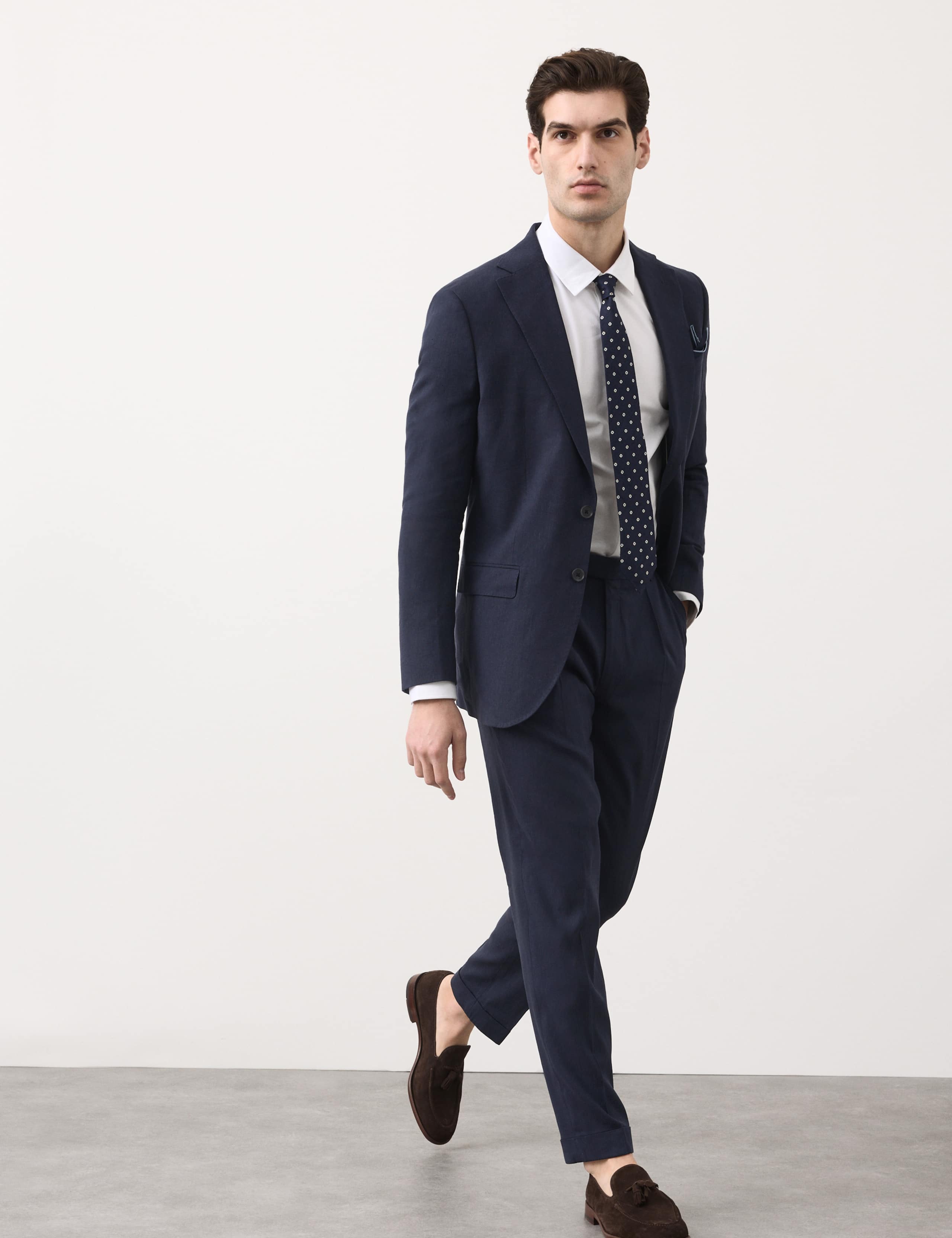 Tailored Fit Italian Performance Linen Blend Suit Trousers 8 of 8