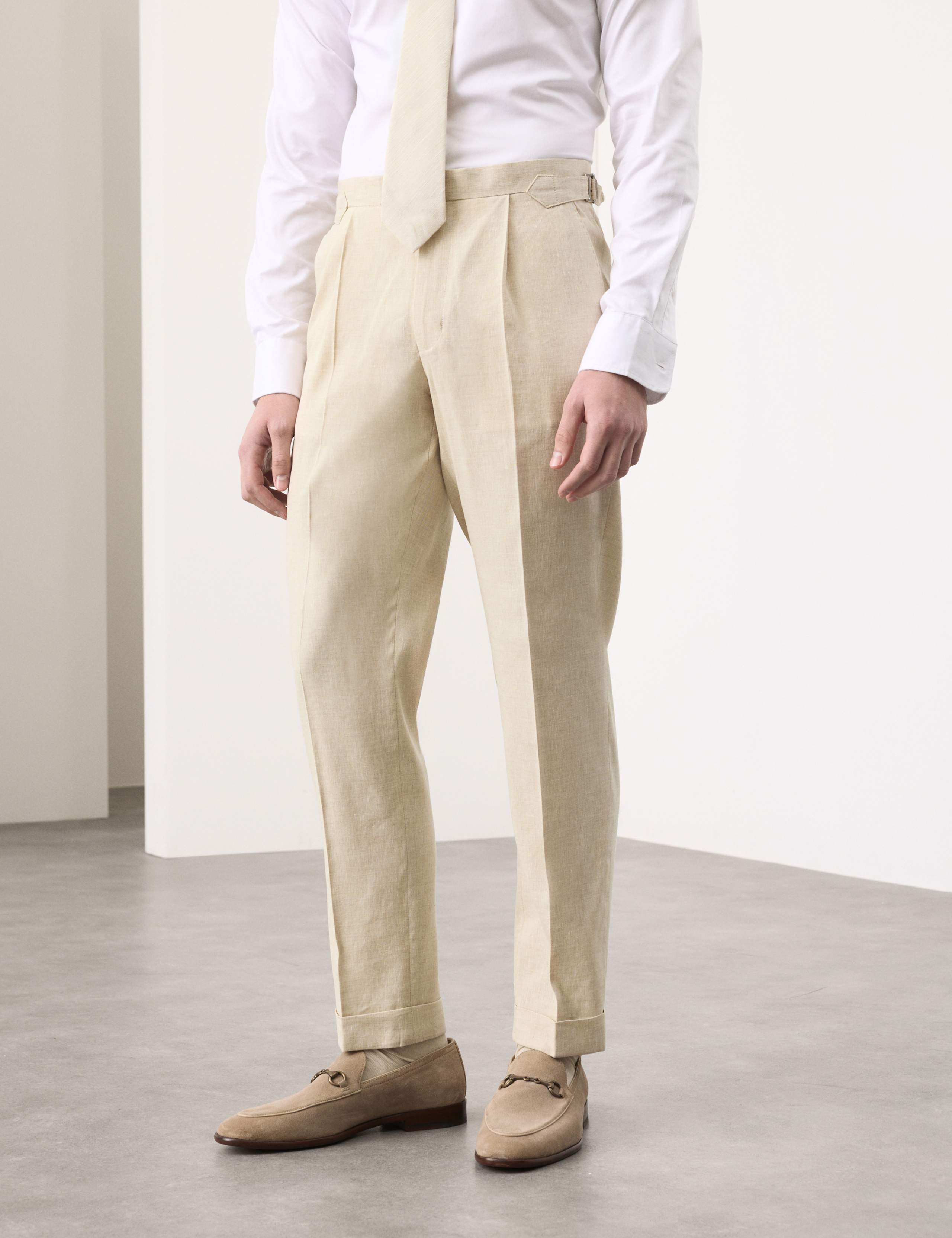 Tailored Fit Linen Rich Trousers 1 of 8