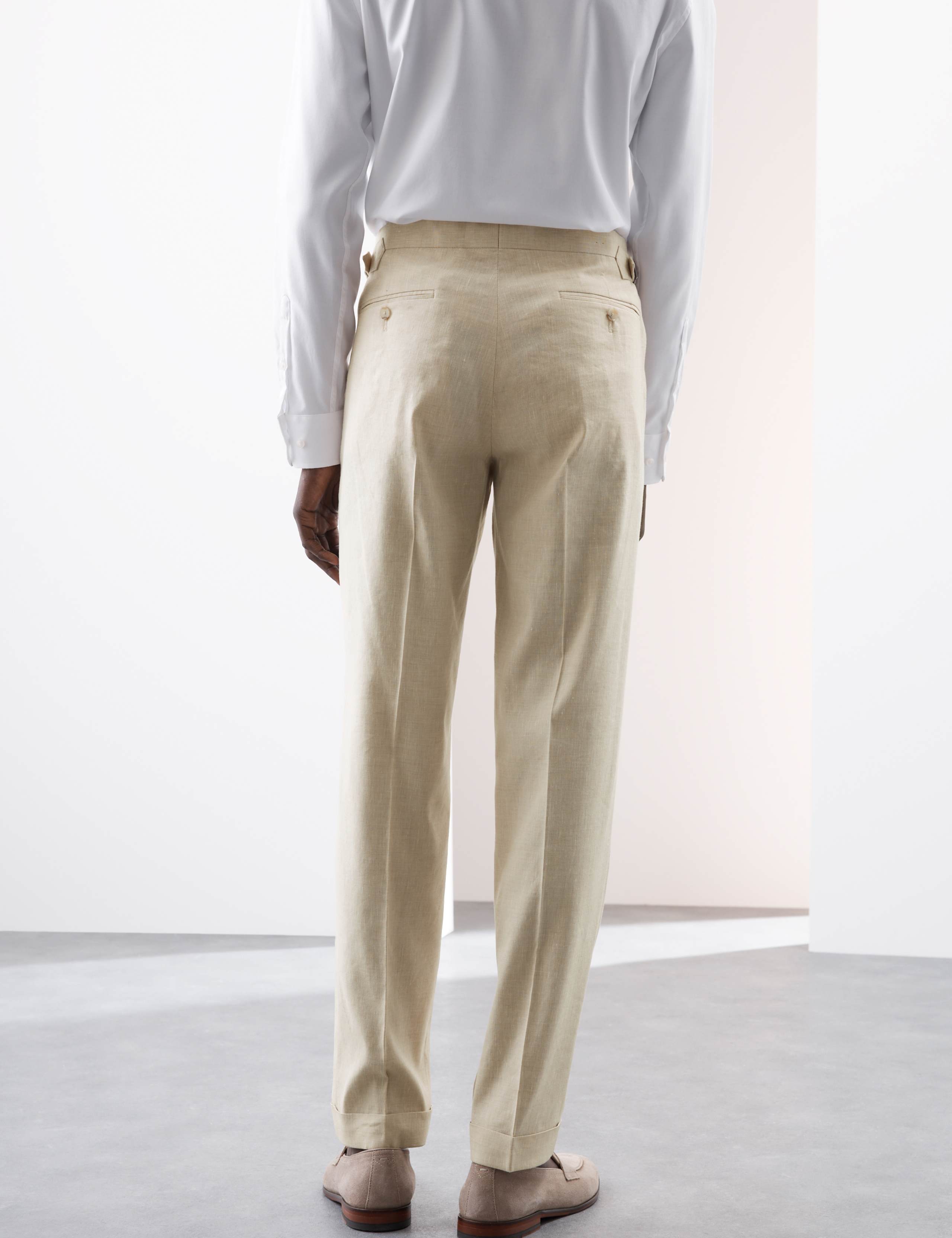 Tailored Fit Italian Performance Linen Blend Suit Trousers 6 of 8