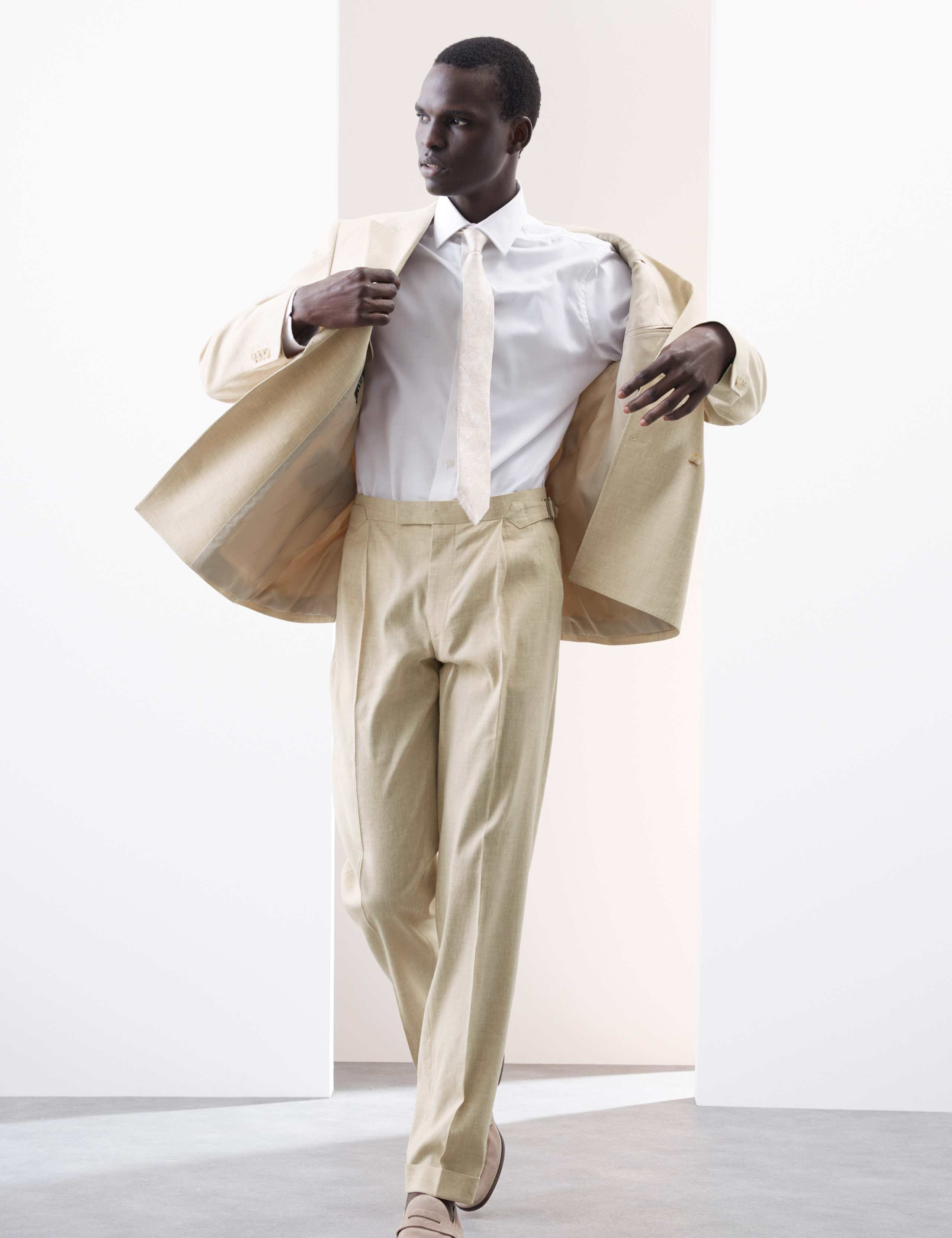 Tailored Fit Italian Performance Linen Blend Suit Trousers 7 of 8