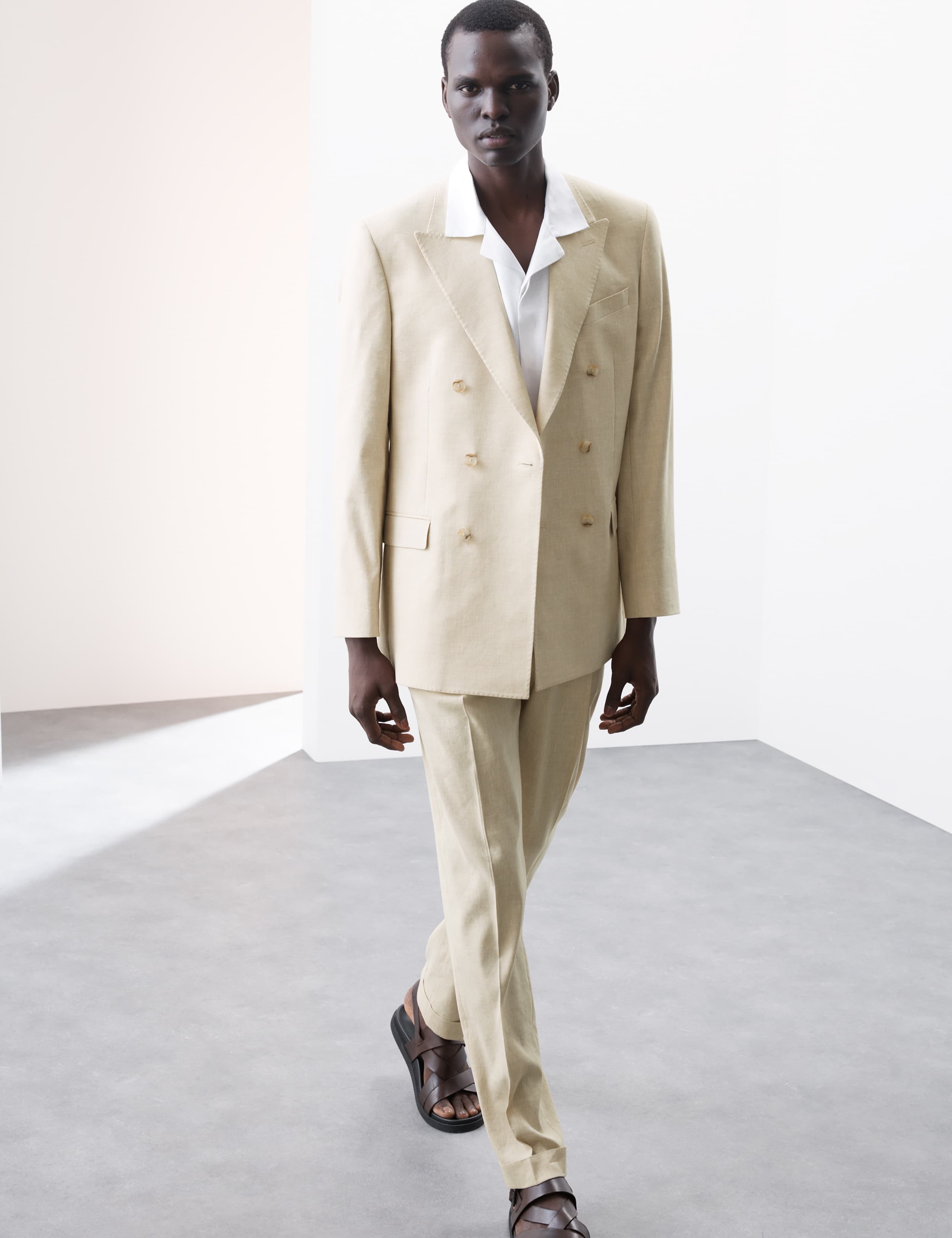 Tailored Fit Italian Performance Linen Blend Suit Trousers 8 of 8