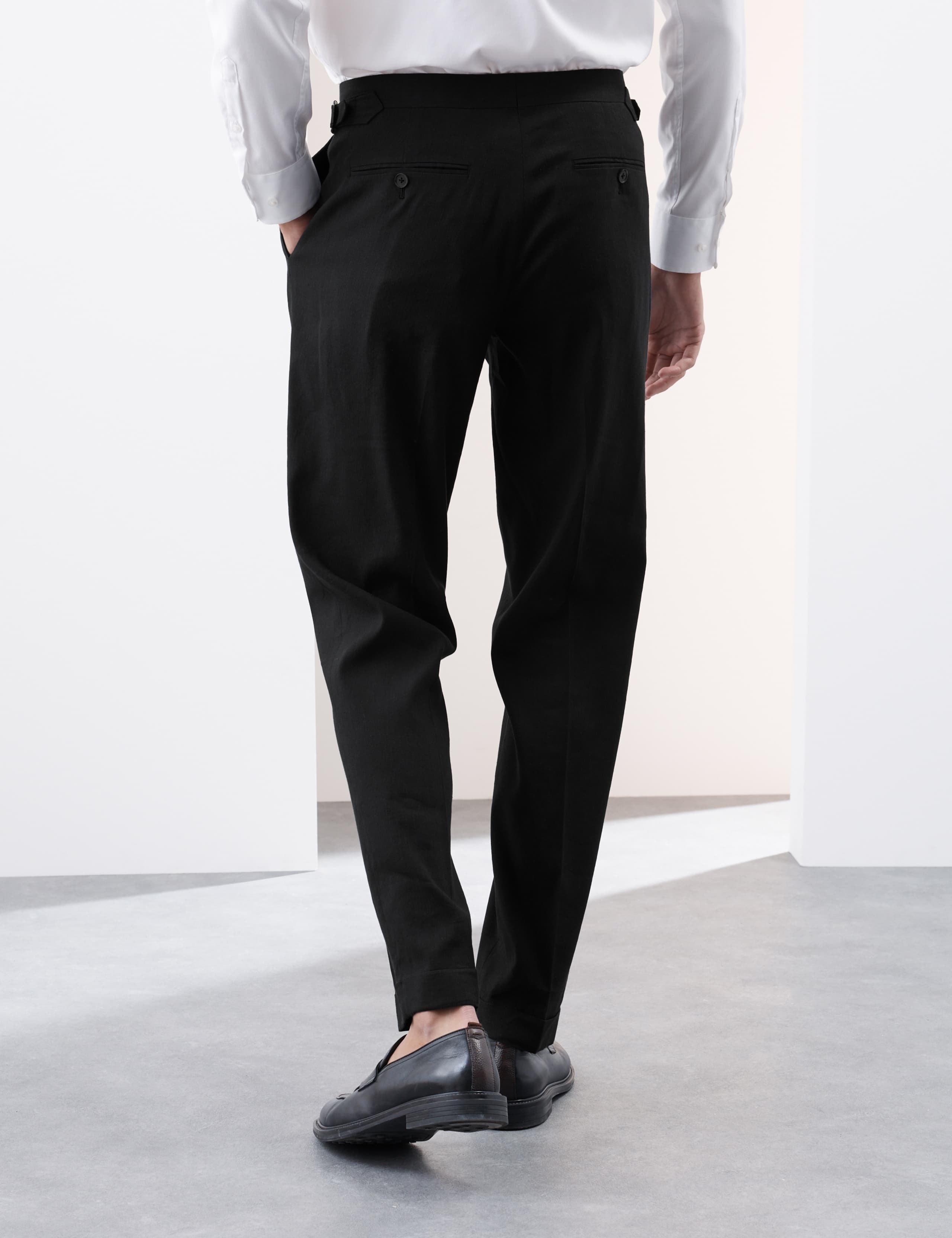 Tailored Fit Italian Performance Linen Blend Suit Trousers 7 of 8