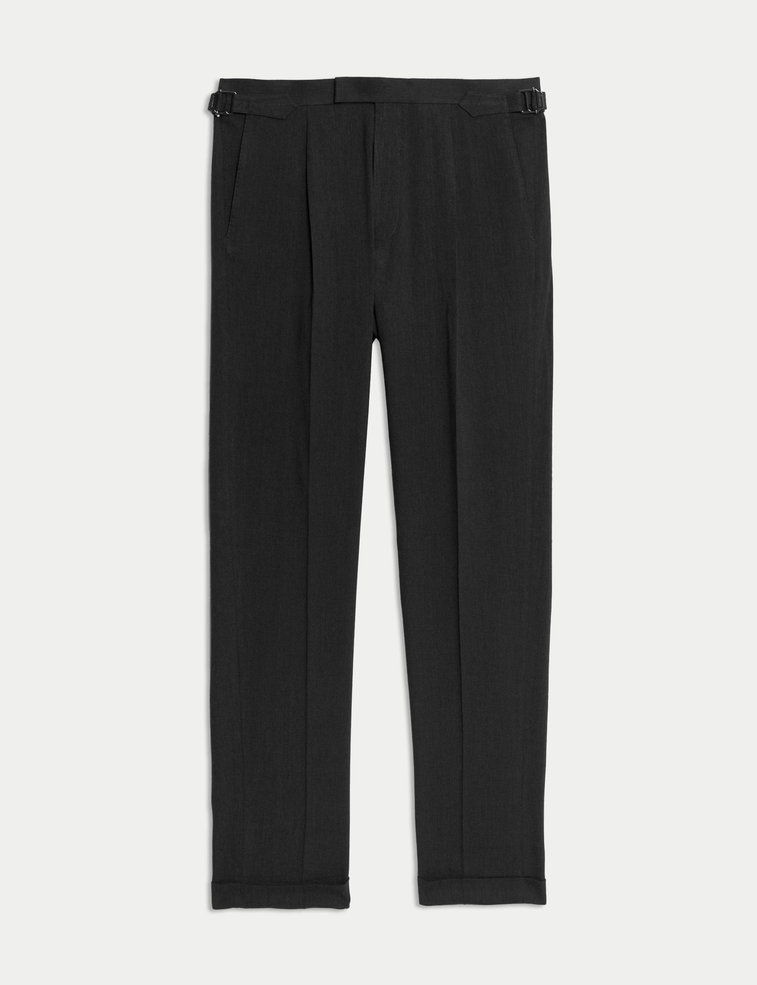 Tailored Fit Italian Performance Linen Blend Suit Trousers 2 of 8