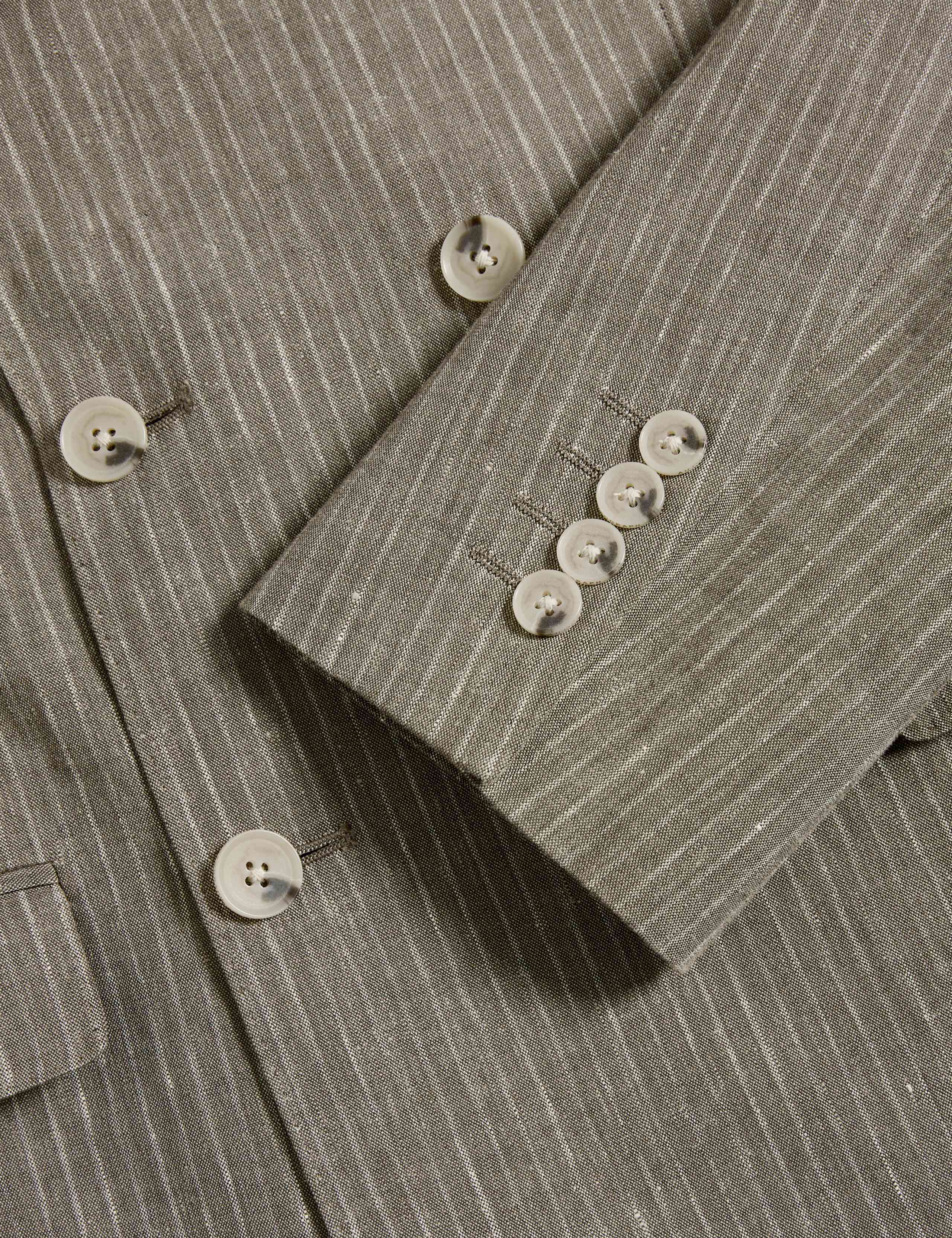 Tailored Fit Italian Performance Linen Blend Pinstripe Suit Jacket 3 of 8