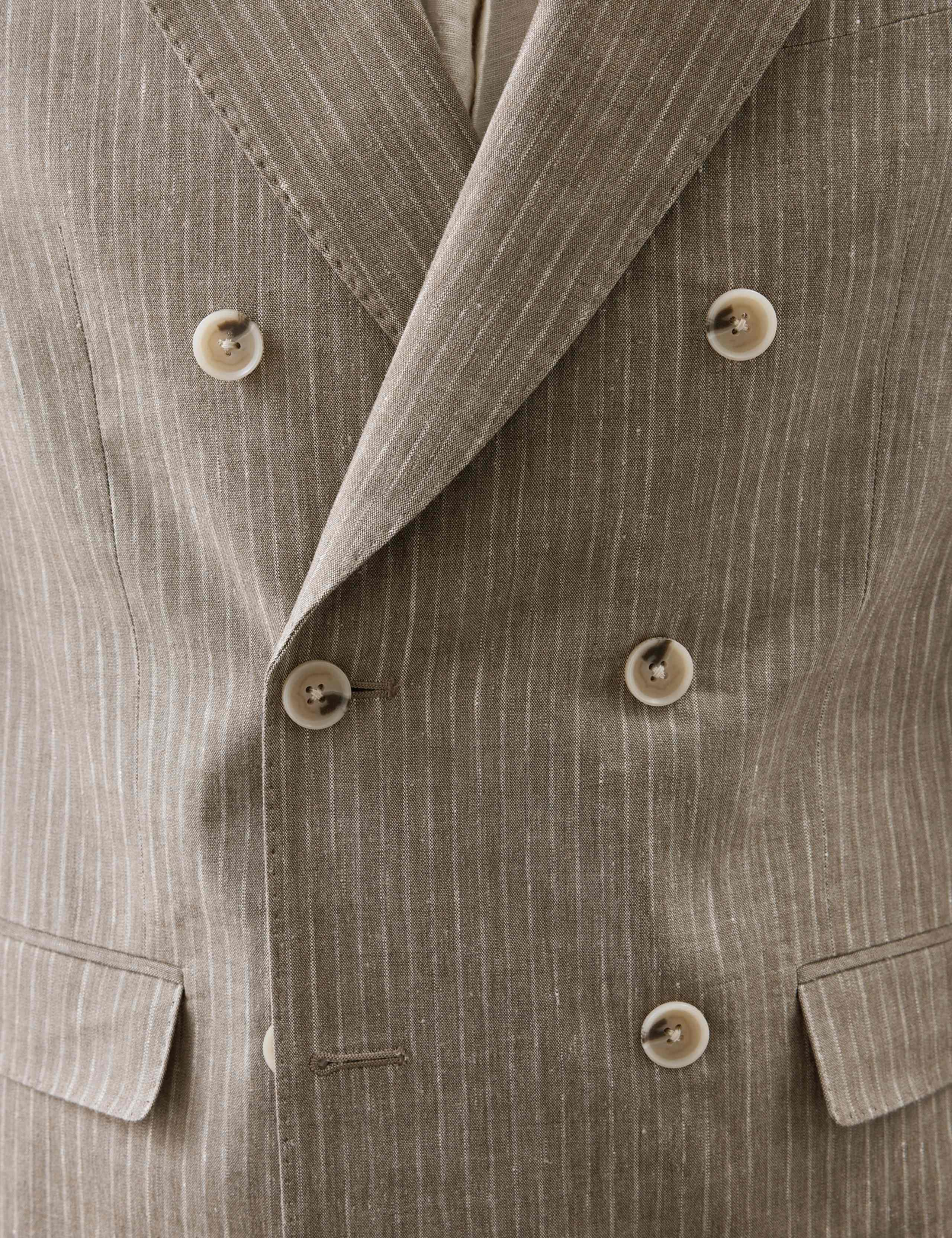 Tailored Fit Italian Performance Linen Blend Pinstripe Suit Jacket 4 of 8