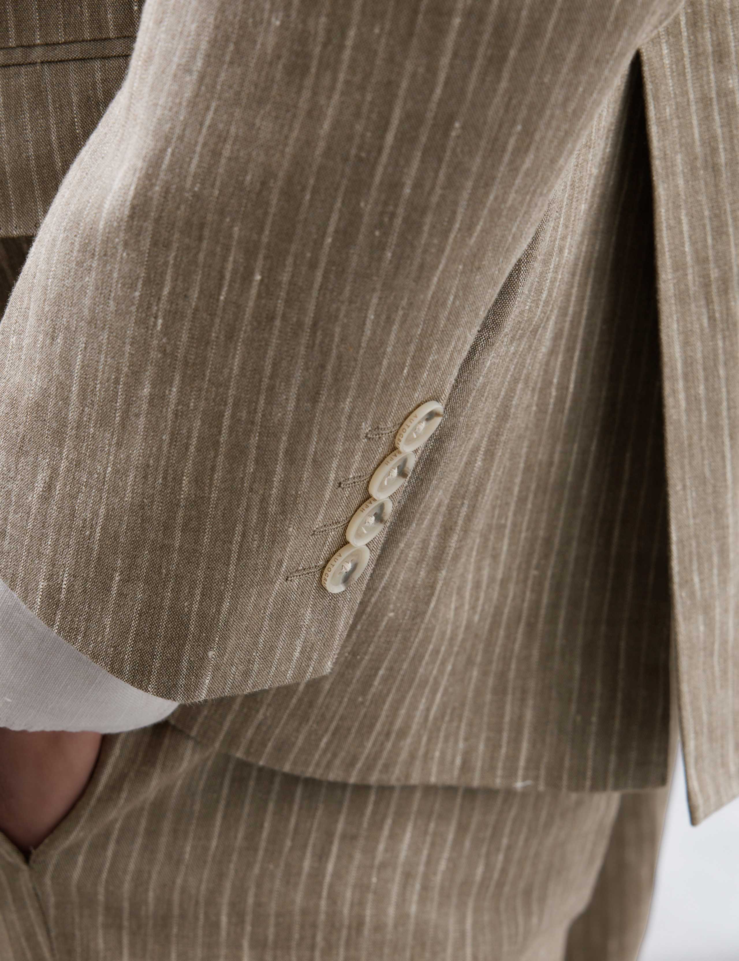 Tailored Fit Italian Performance Linen Blend Pinstripe Suit Jacket 7 of 8
