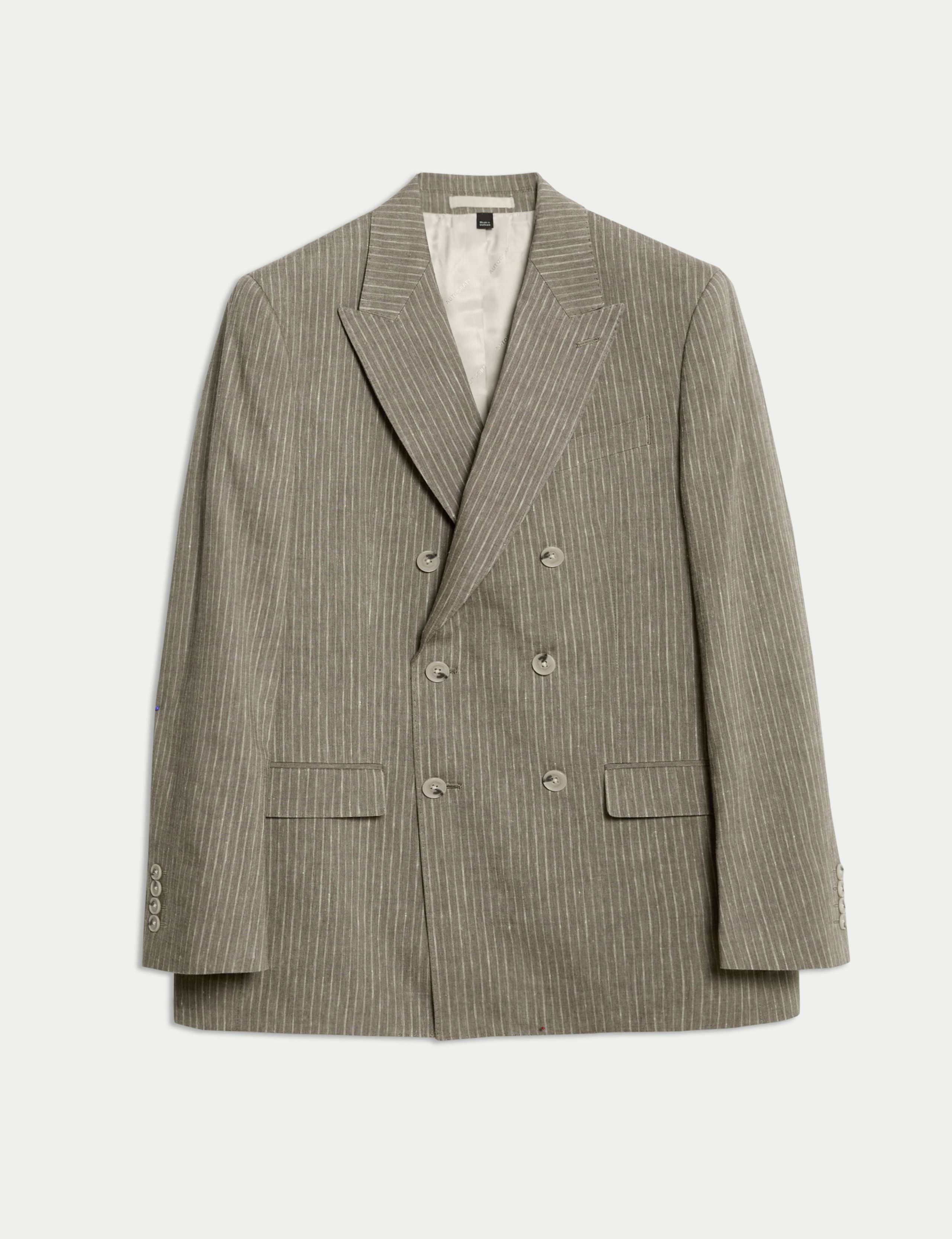 Tailored Fit Italian Performance Linen Blend Pinstripe Suit Jacket 2 of 8