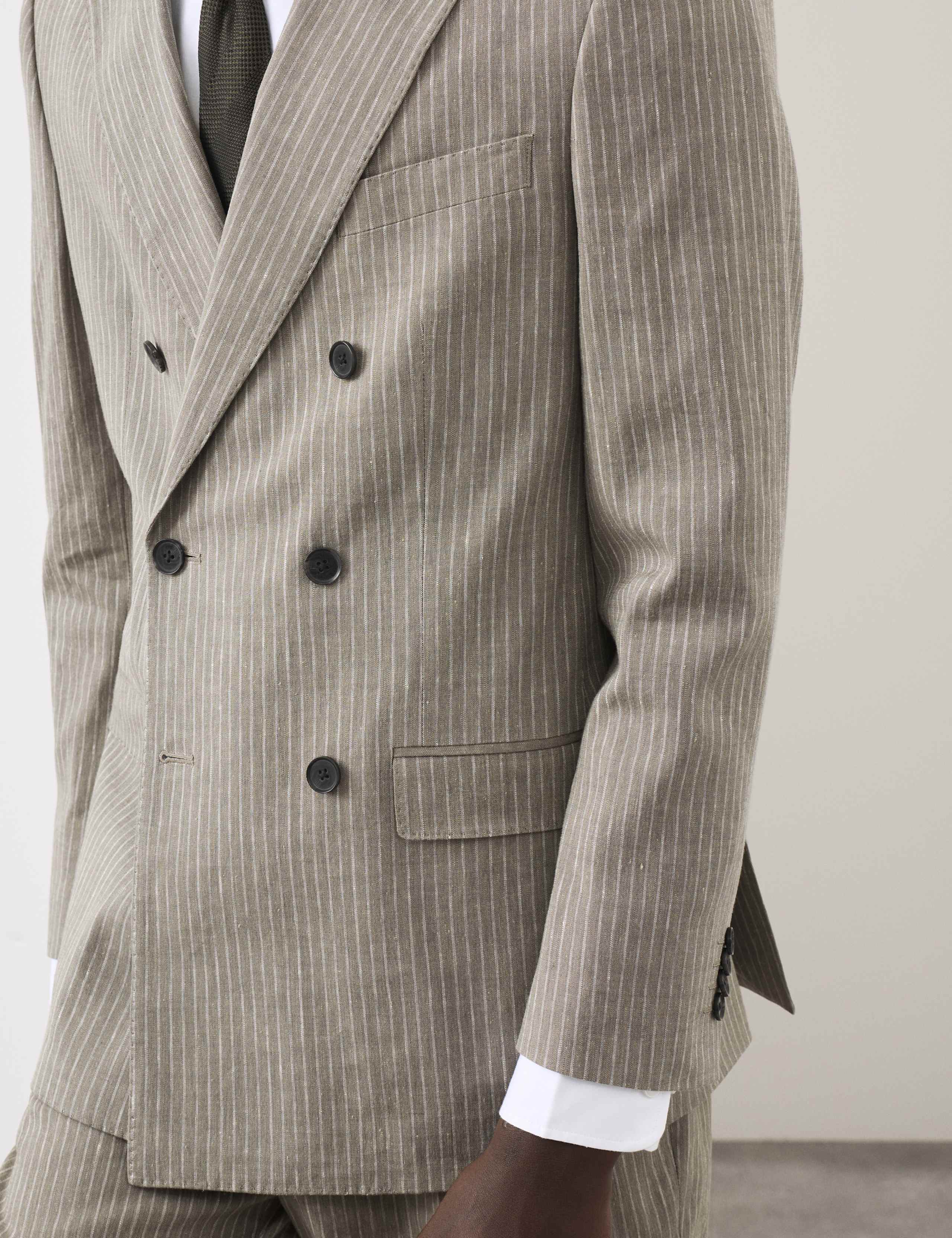 Tailored Fit Italian Performance Linen Blend Pinstripe Suit Jacket 3 of 6