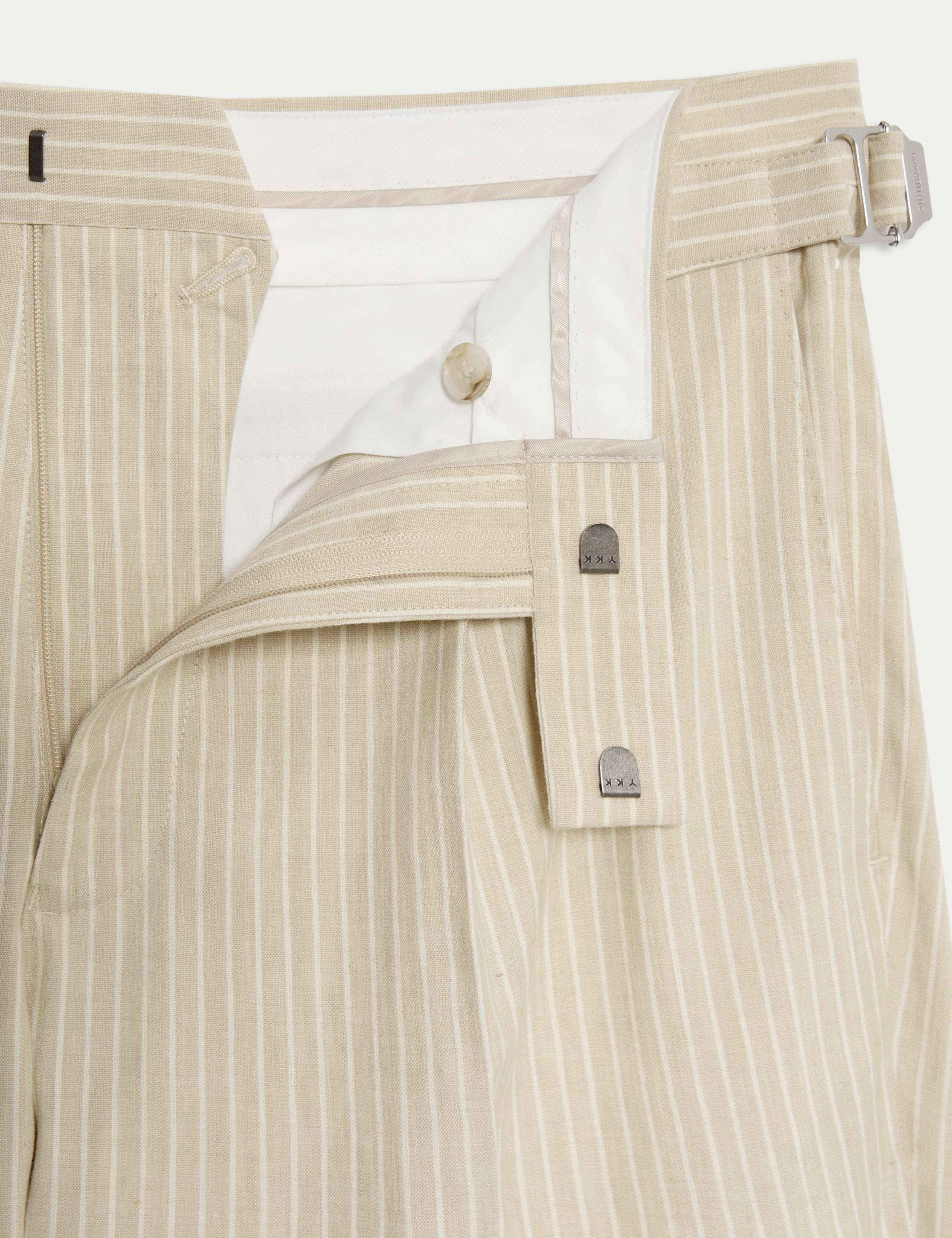 Tailored Fit Italian Performance Linen Blend Pinstripe Suit Trousers 3 of 6