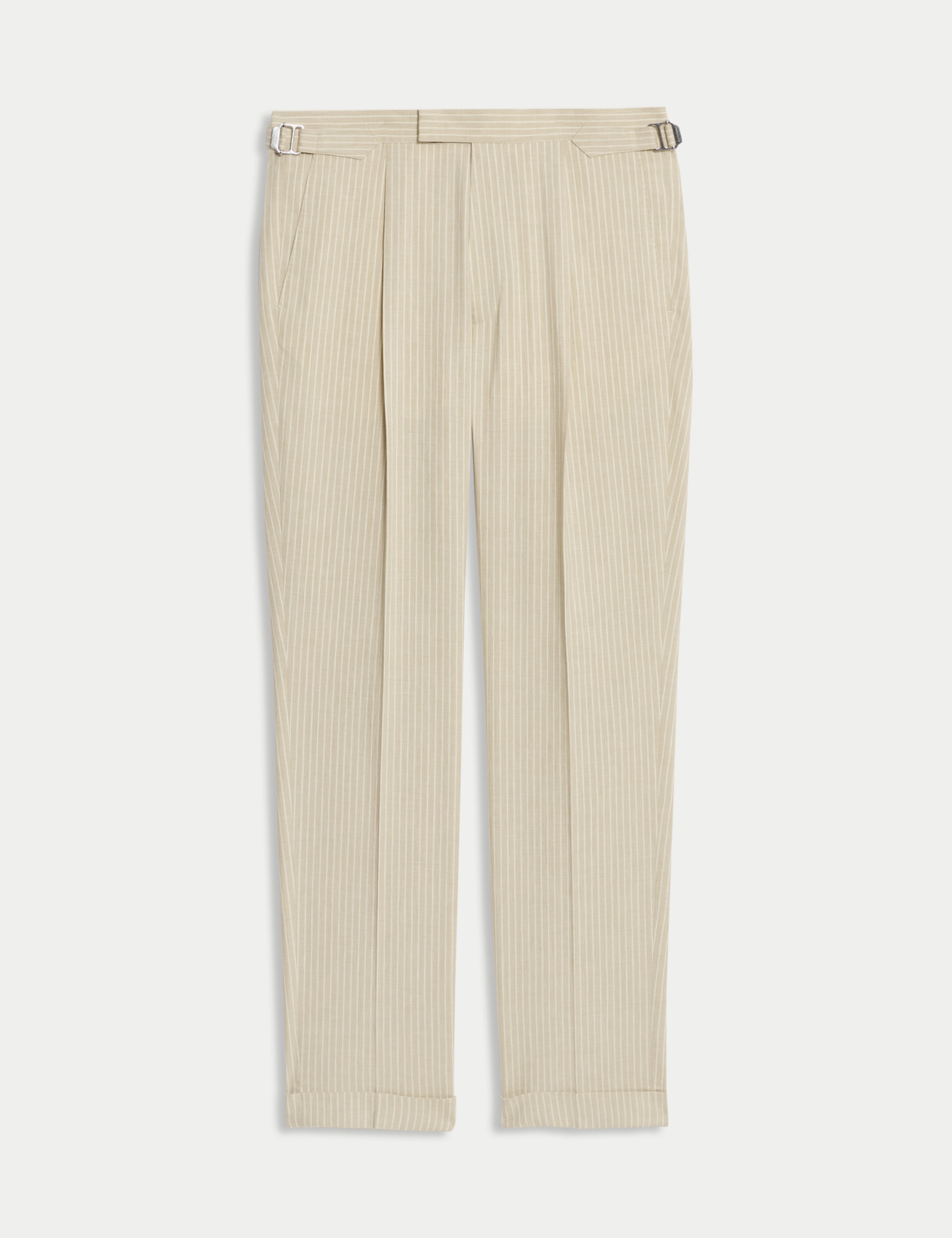 Tailored Fit Italian Performance Linen Blend Pinstripe Suit Trousers 2 of 6