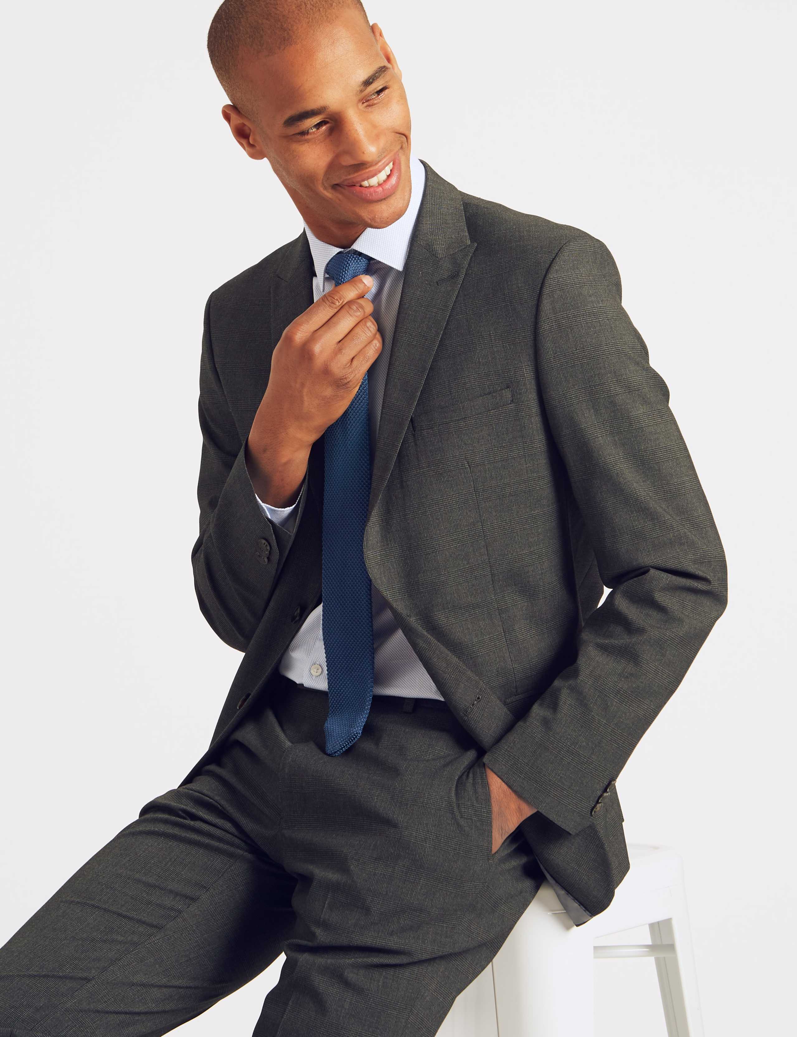 Charcoal Checked Slim Fit Jacket 2 of 6