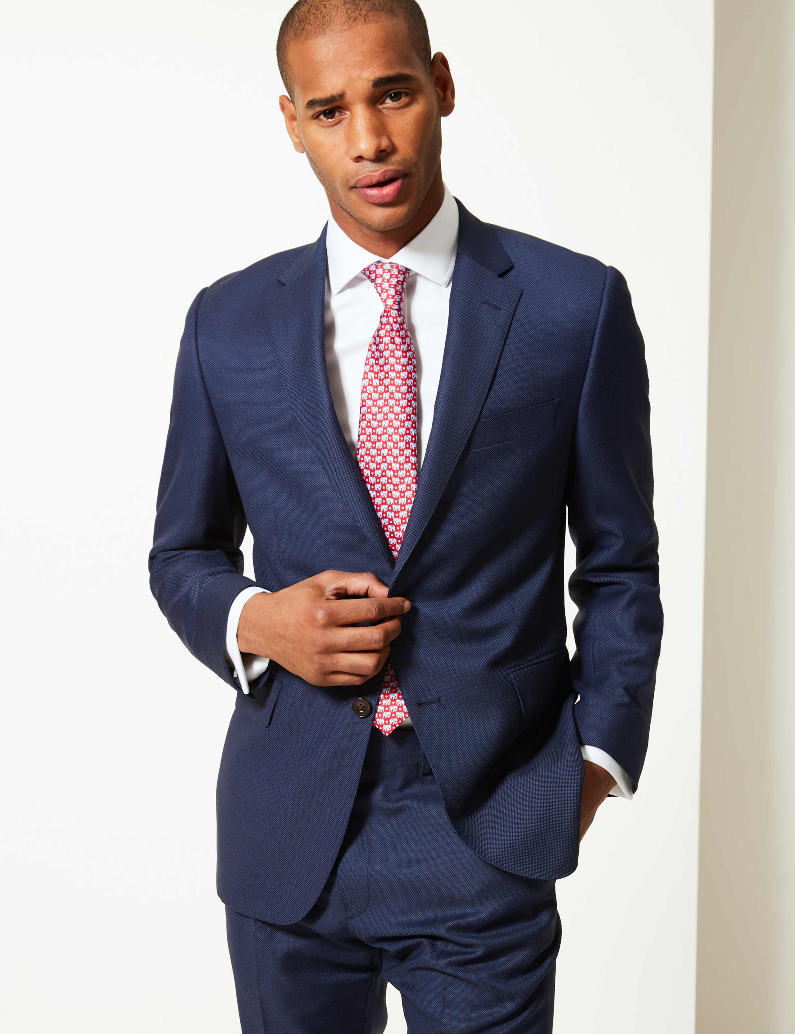 Blue Tailored Fit Wool Jacket 5 of 7