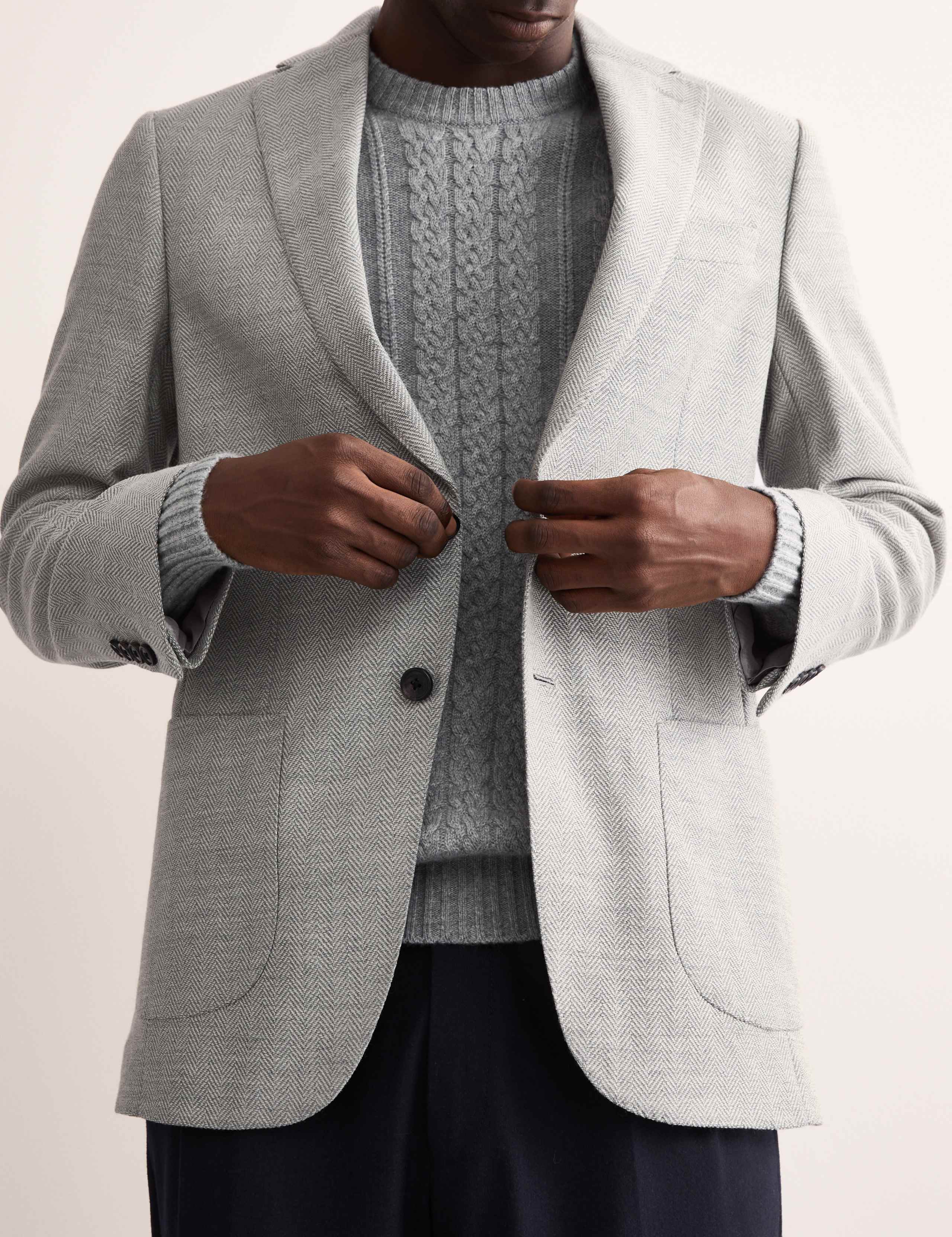 Tailored Fit Wool Rich Herringbone Blazer 4 of 8