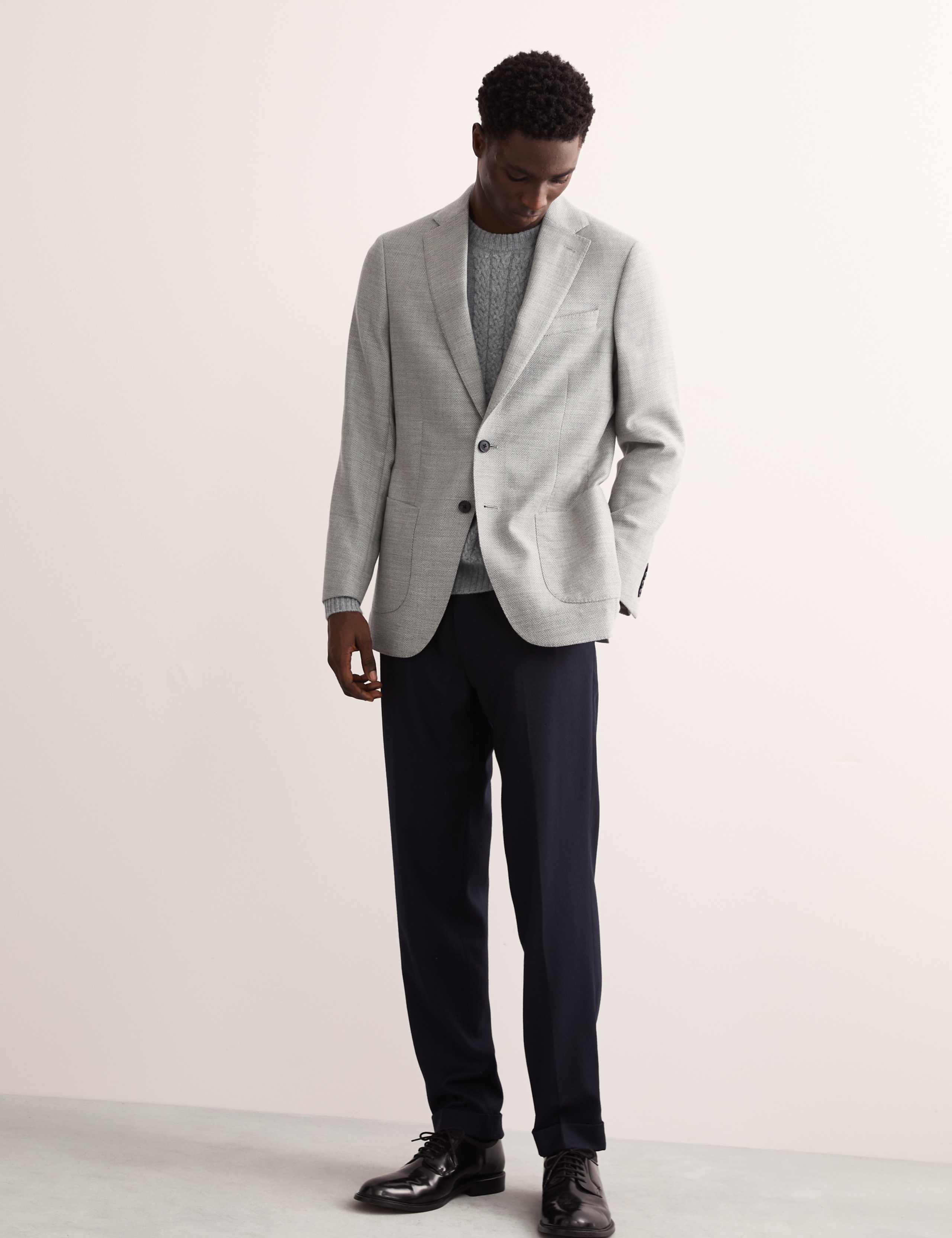 Tailored Fit Wool Rich Herringbone Blazer 6 of 8