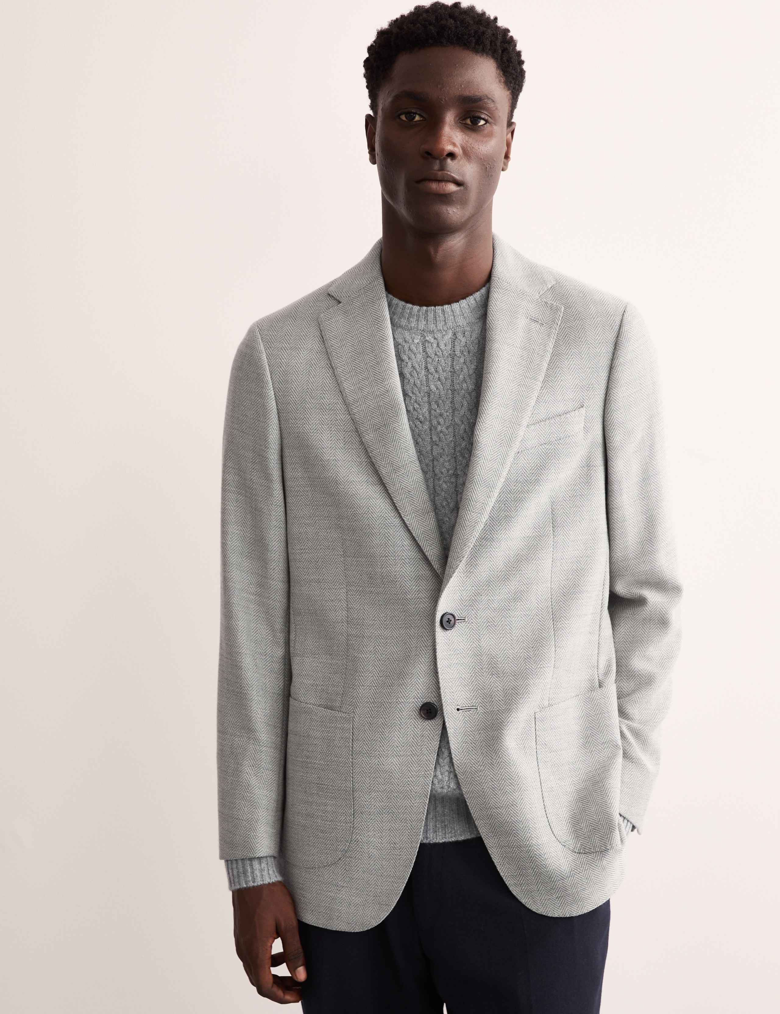 Tailored Fit Wool Rich Herringbone Blazer 8 of 8