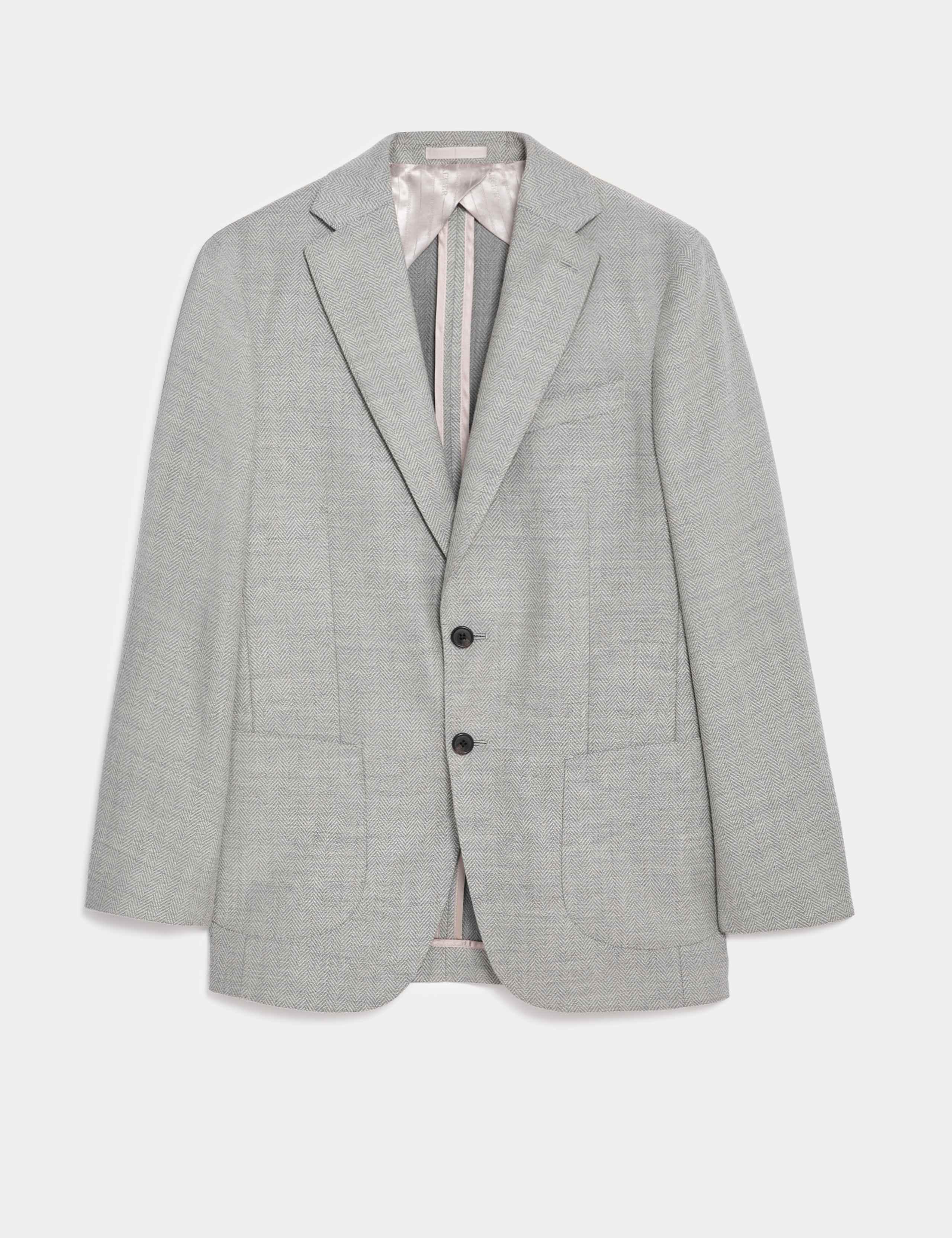 Tailored Fit Wool Rich Herringbone Blazer 2 of 8