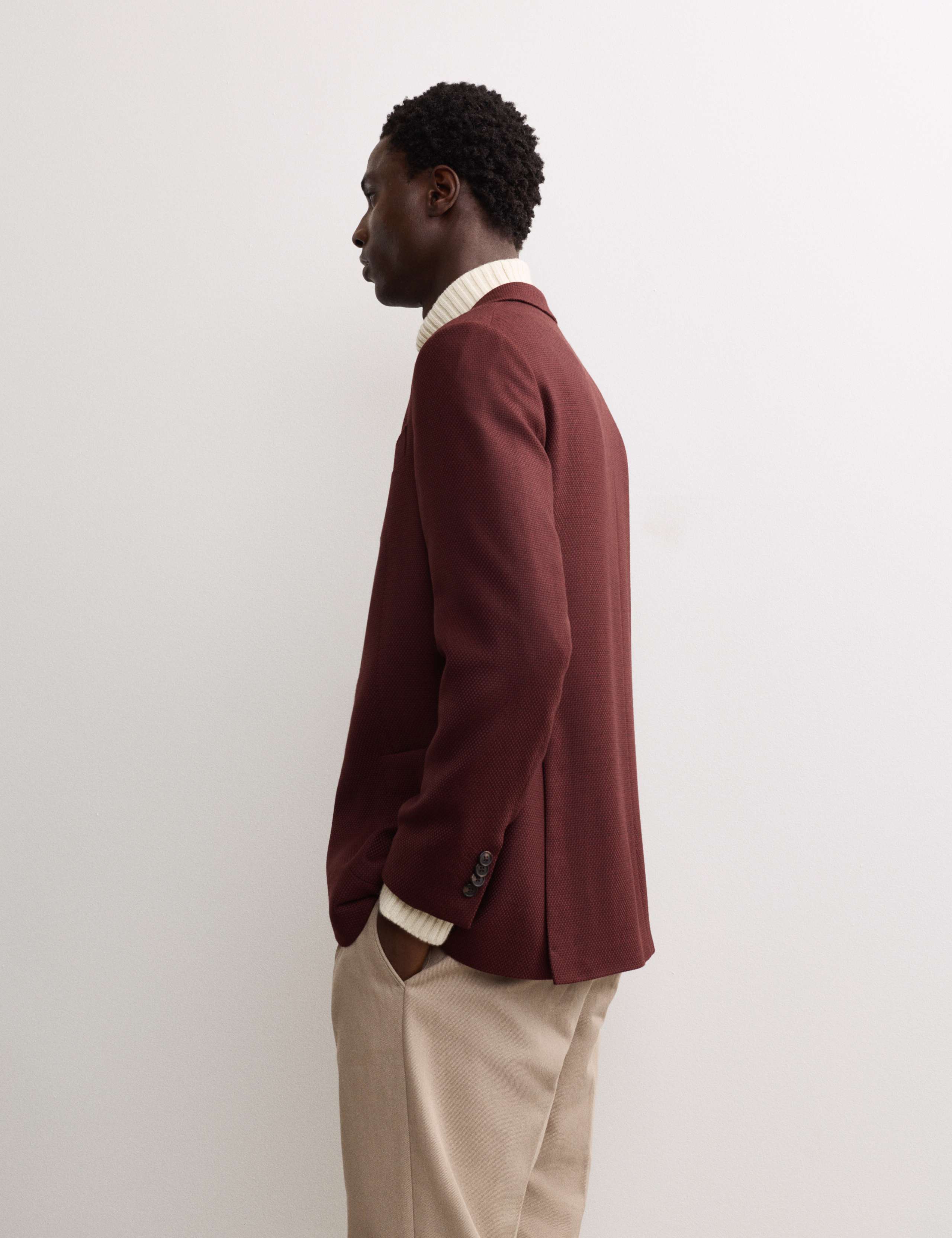 Tailored Fit Italian Wool Textured Blazer 6 of 8