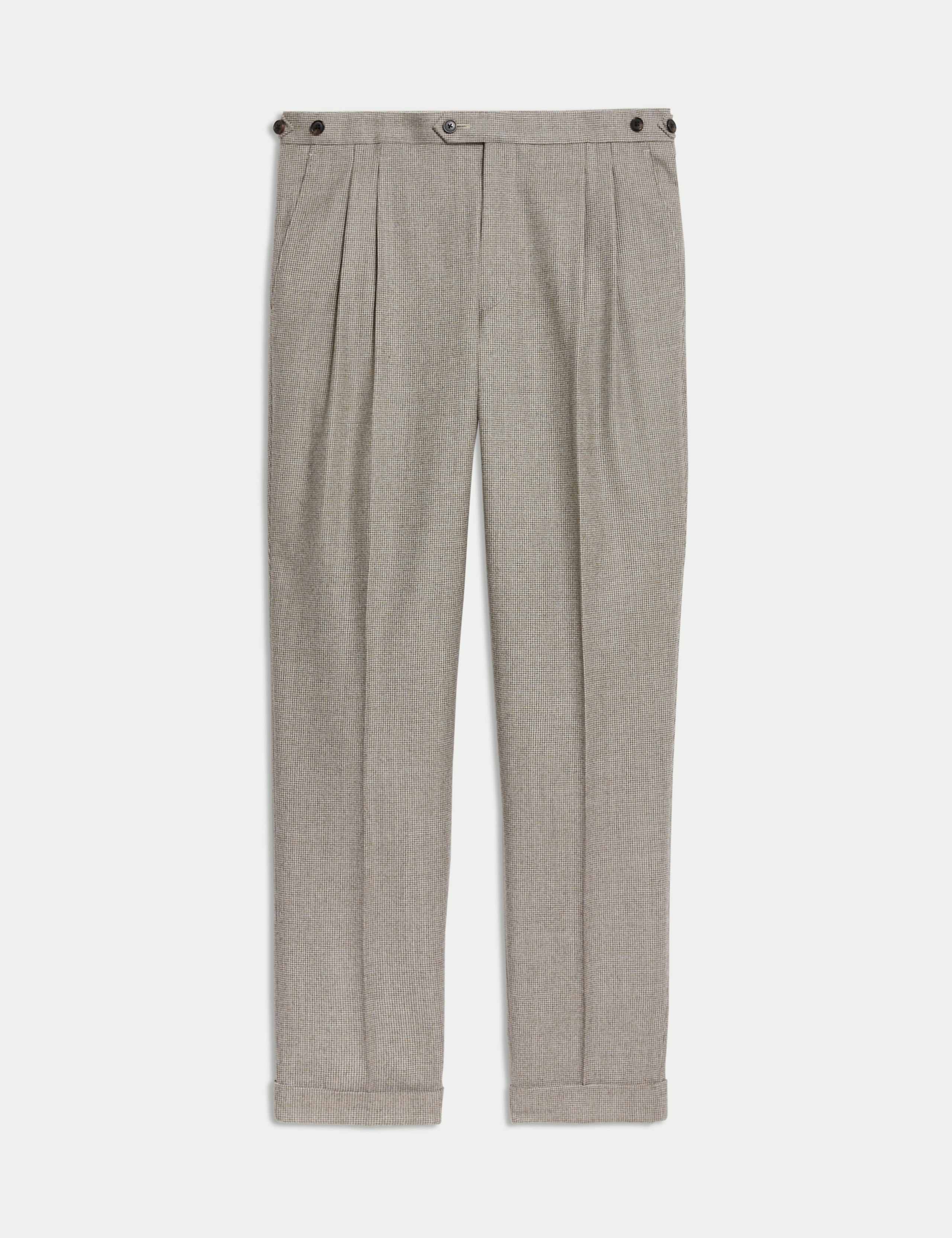 Tailored Fit Pure Wool Check Trousers 2 of 6