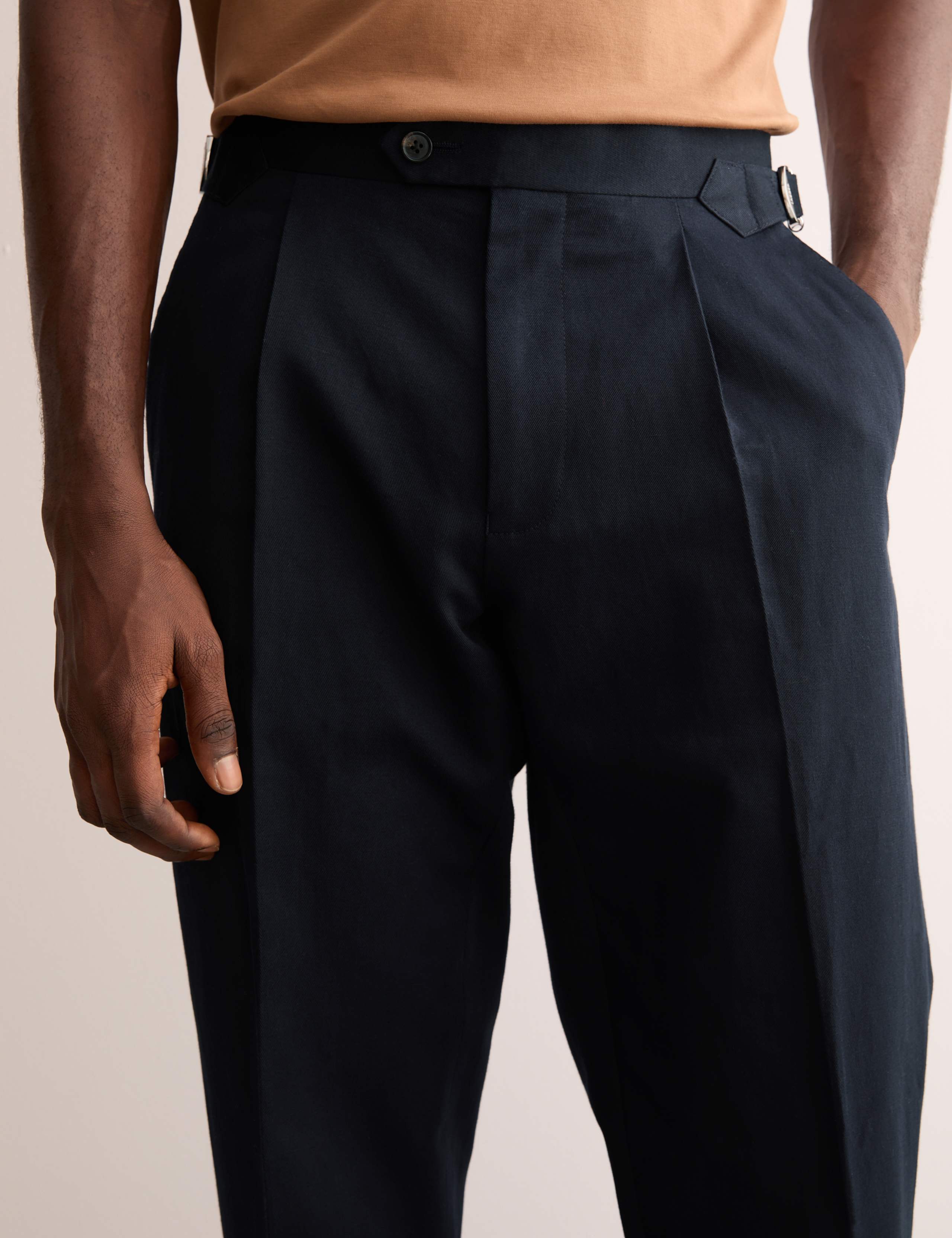 Tailored Fit Twill Cotton Linen Trousers 6 of 8