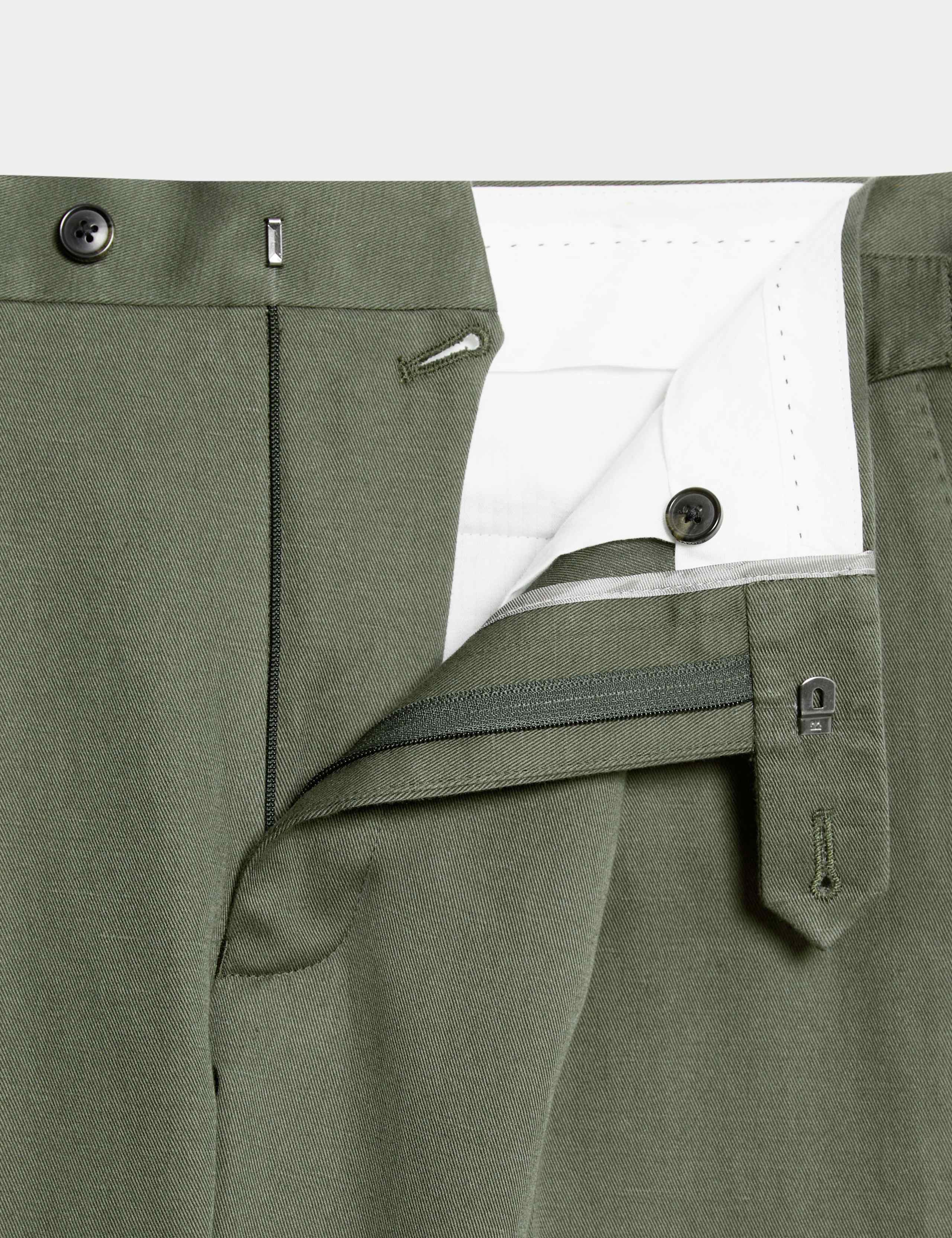 Tailored Fit Twill Cotton Linen Trousers 3 of 8