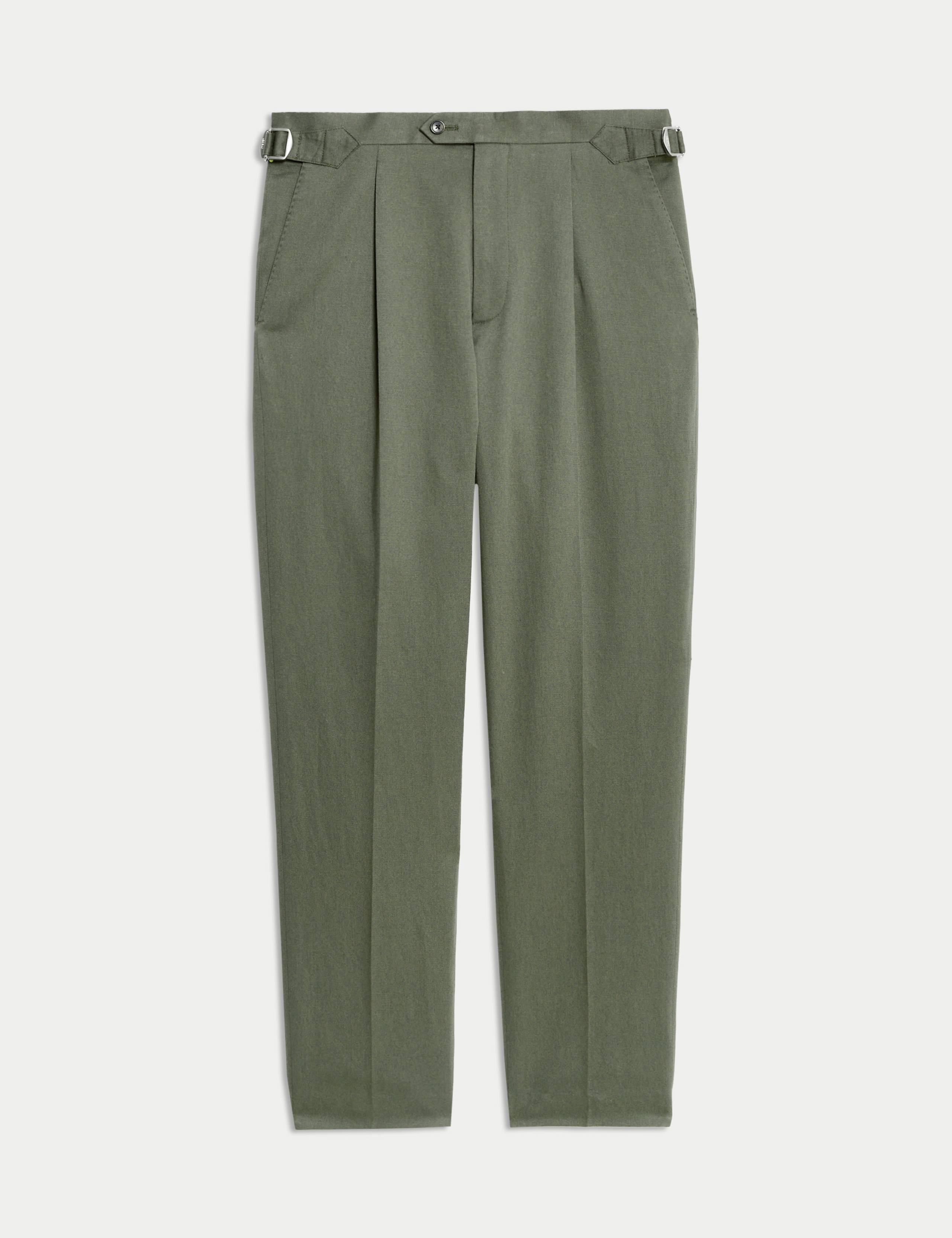 Tailored Fit Twill Cotton Linen Trousers 2 of 8