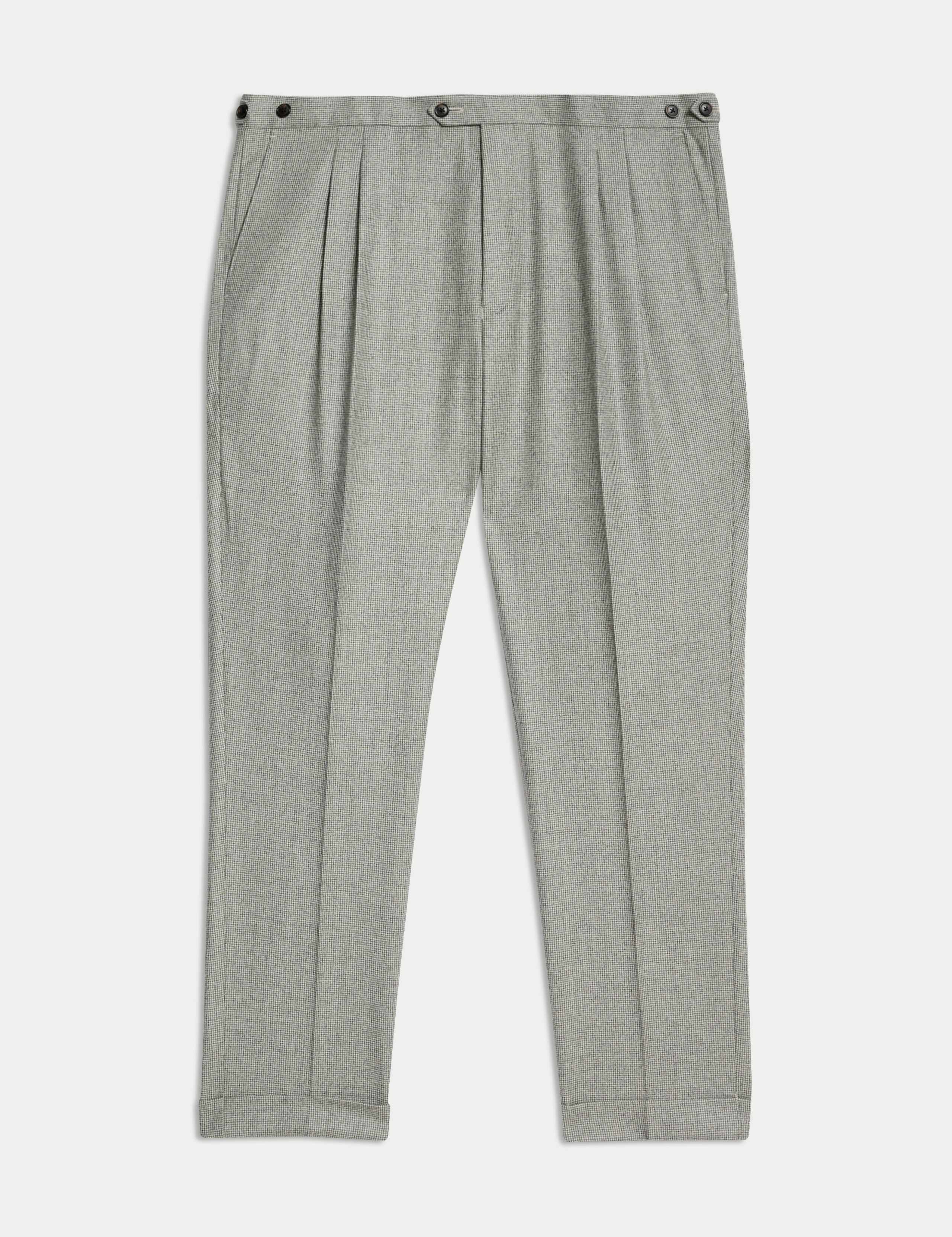 Tailored Fit Pure Wool Check Trousers 1 of 3