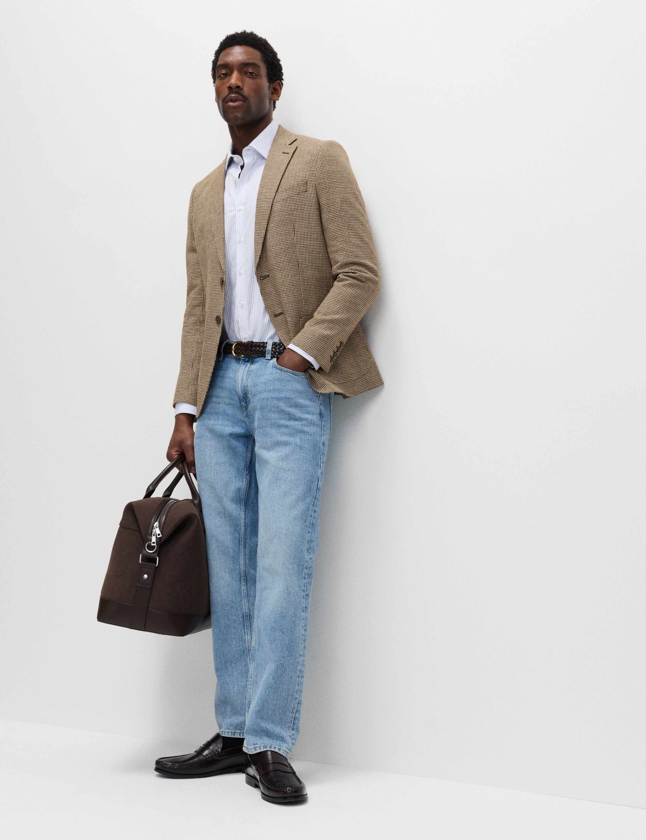 Tailored Fit Cotton Linen Houndstooth Blazer 3 of 6