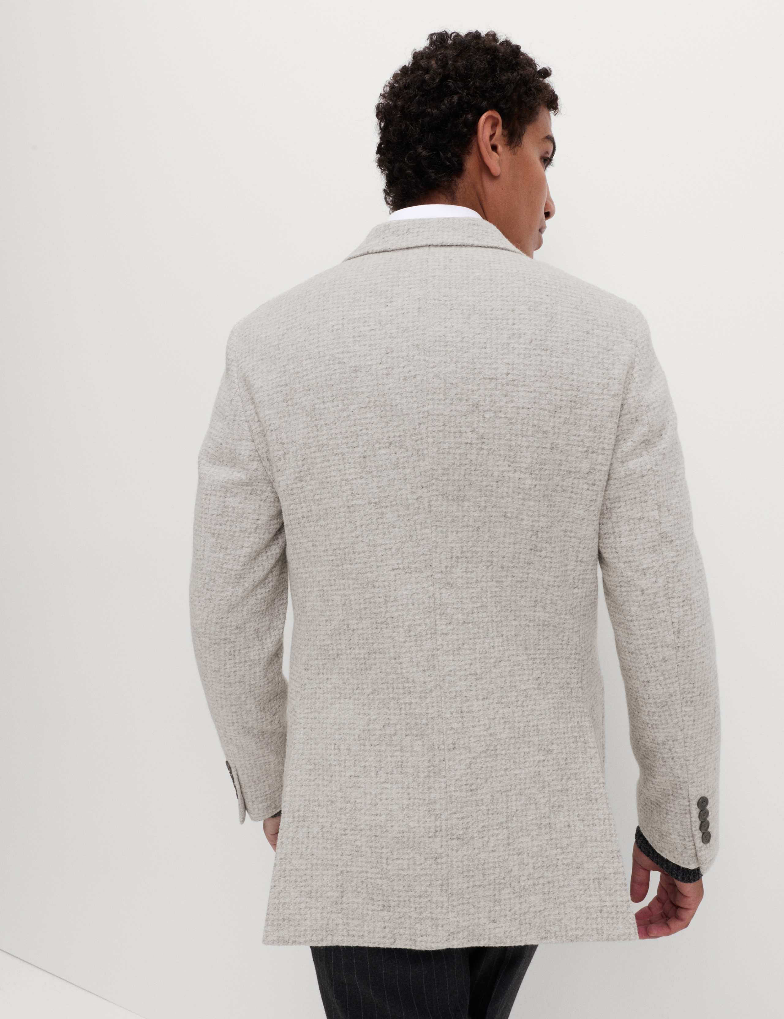 Wool Cotton Blend Micro Check Blazer 4 of 6