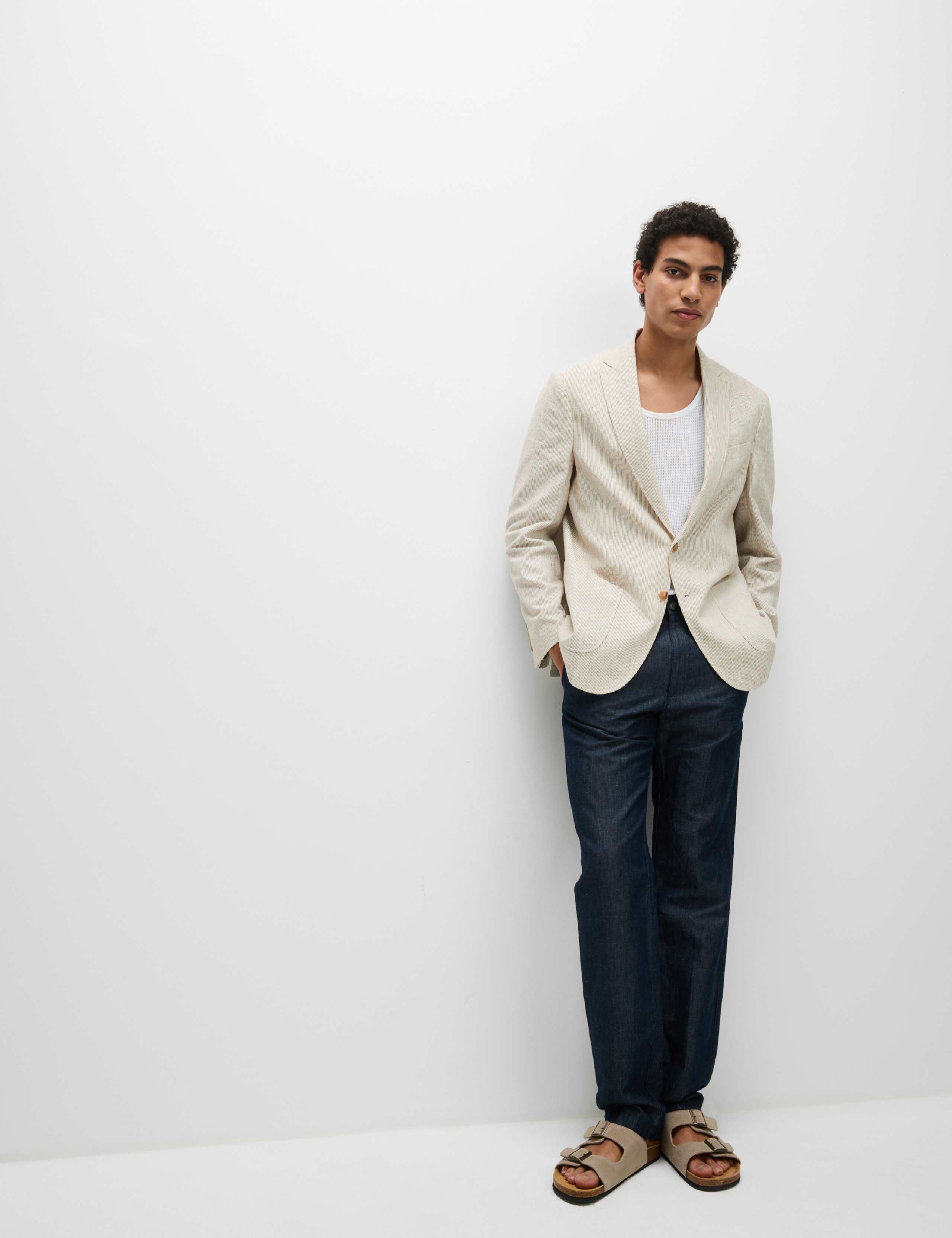 Tailored Fit Cotton Linen Striped Blazer 5 of 7