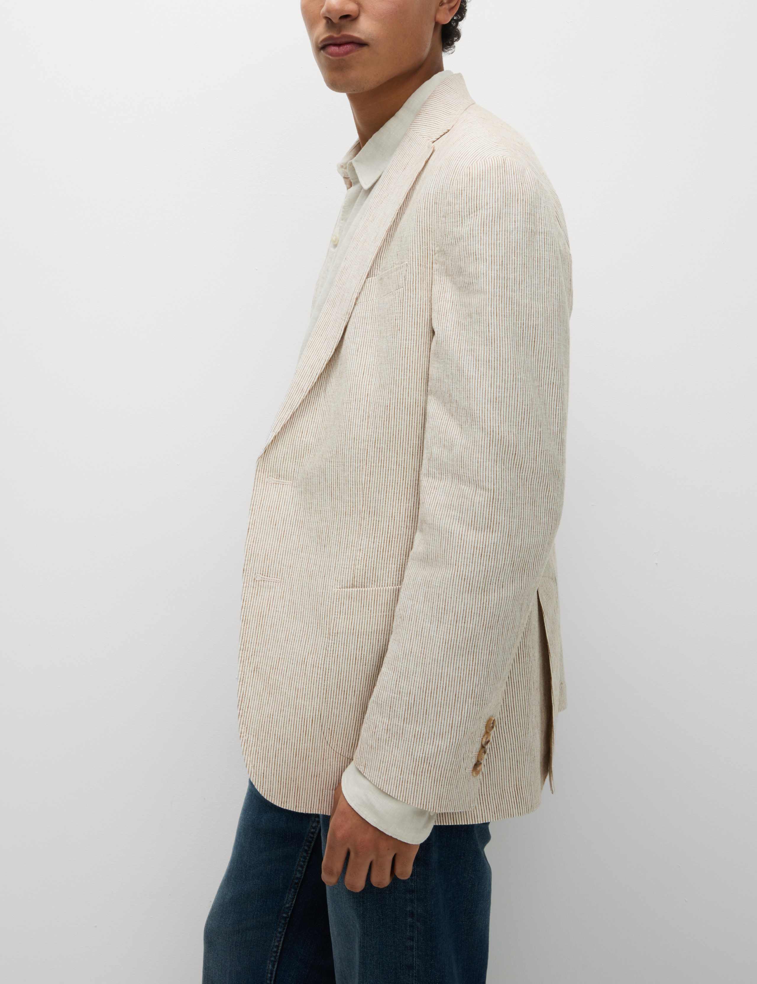 Tailored Fit Cotton Linen Striped Blazer 6 of 7
