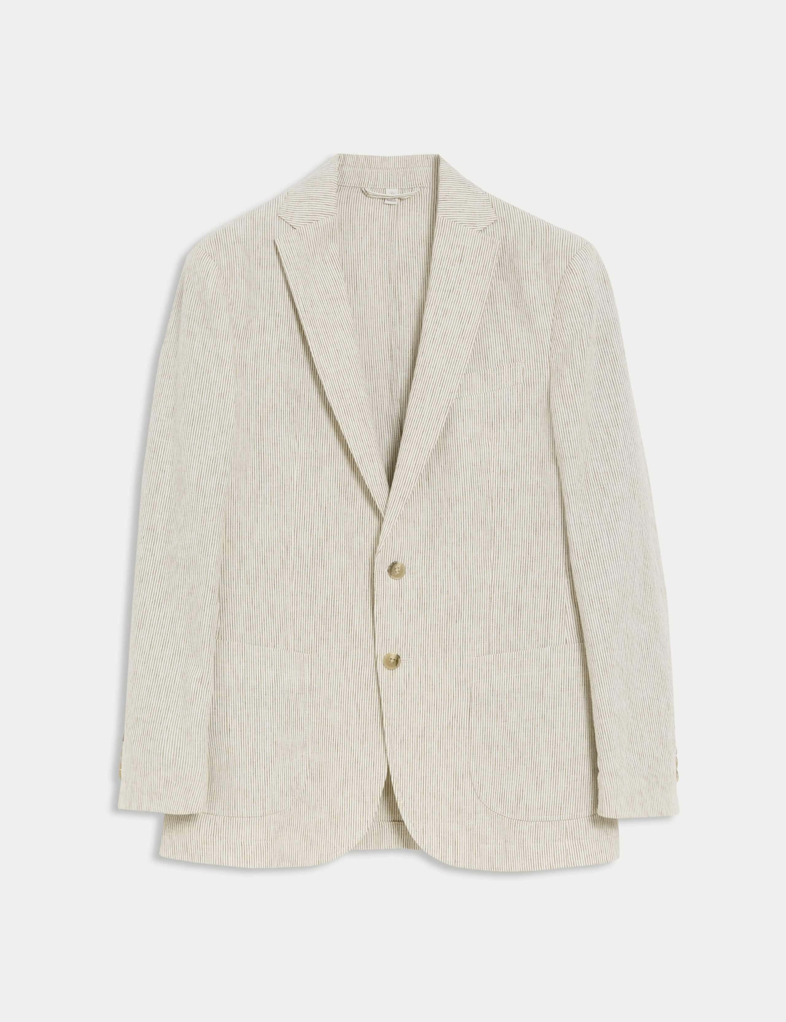 Tailored Fit Cotton Linen Striped Blazer 2 of 7