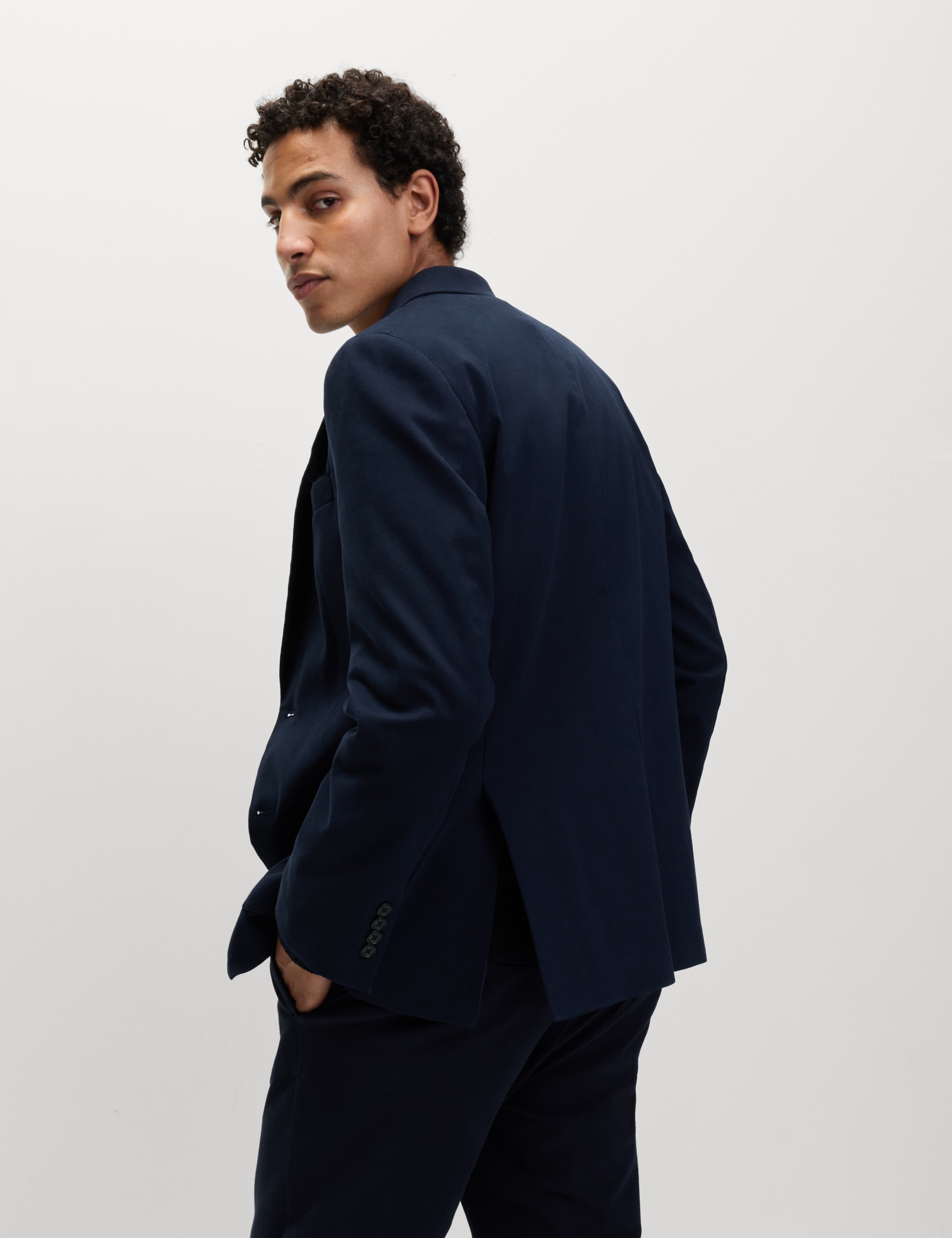 Tailored Fit Cotton Rich Peached Stretch Blazer 5 of 6