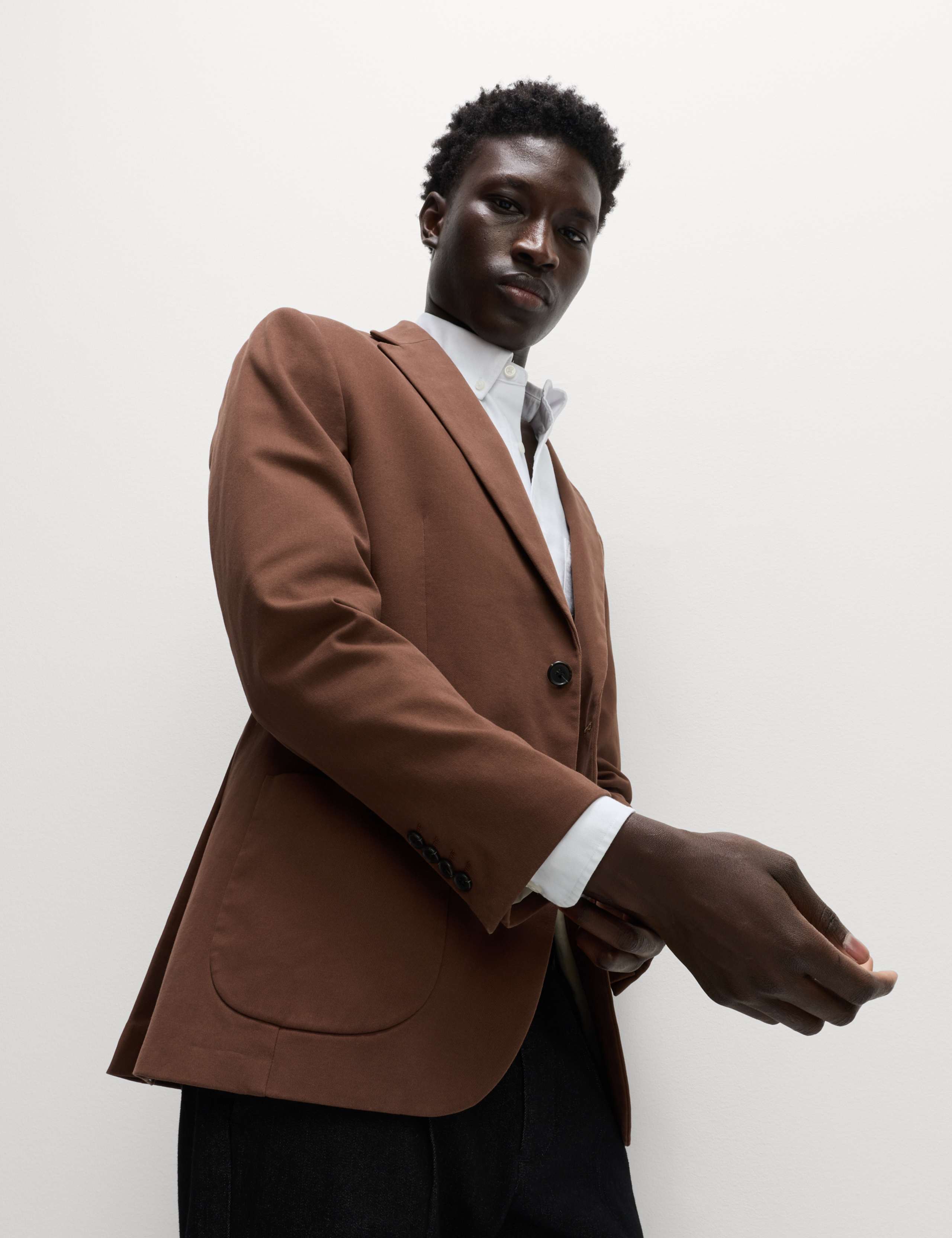 Tailored Fit Cotton Rich Peached Stretch Blazer 1 of 7