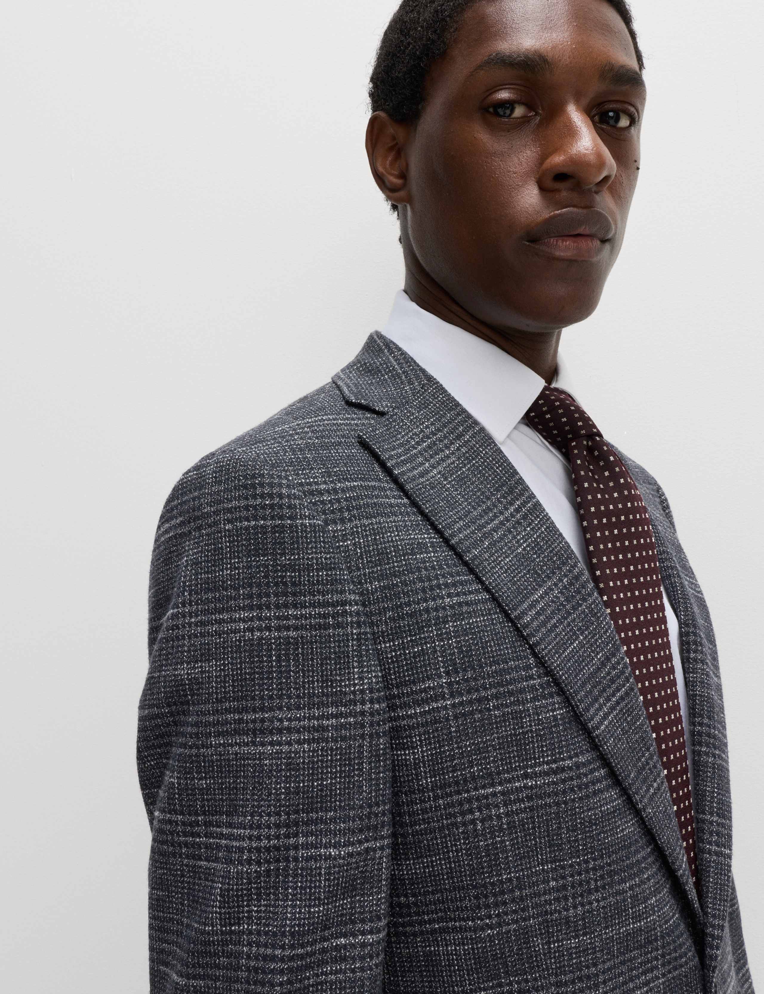 Tailored Fit Textured Check Stretch Blazer 3 of 5