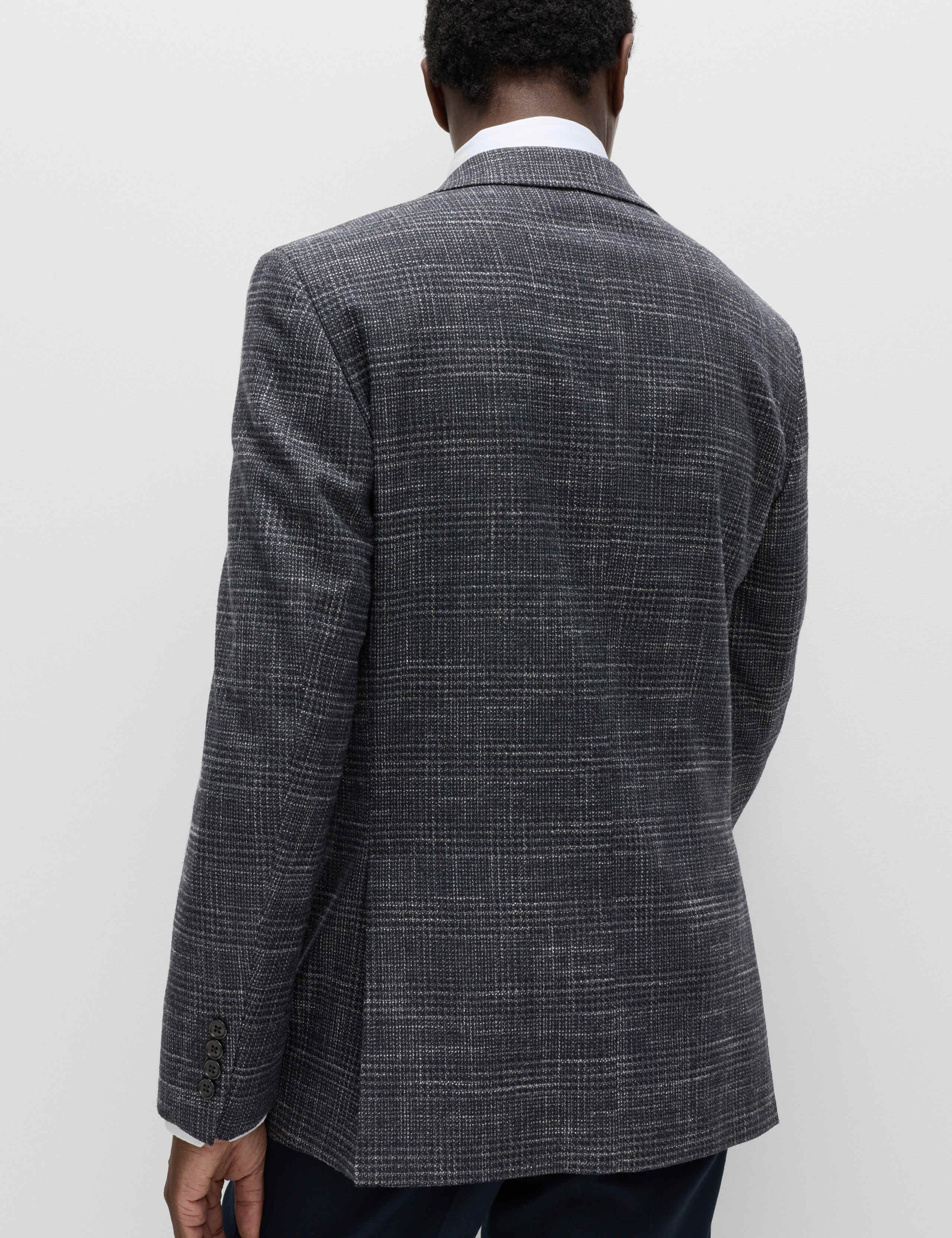 Tailored Fit Textured Check Stretch Blazer 4 of 5