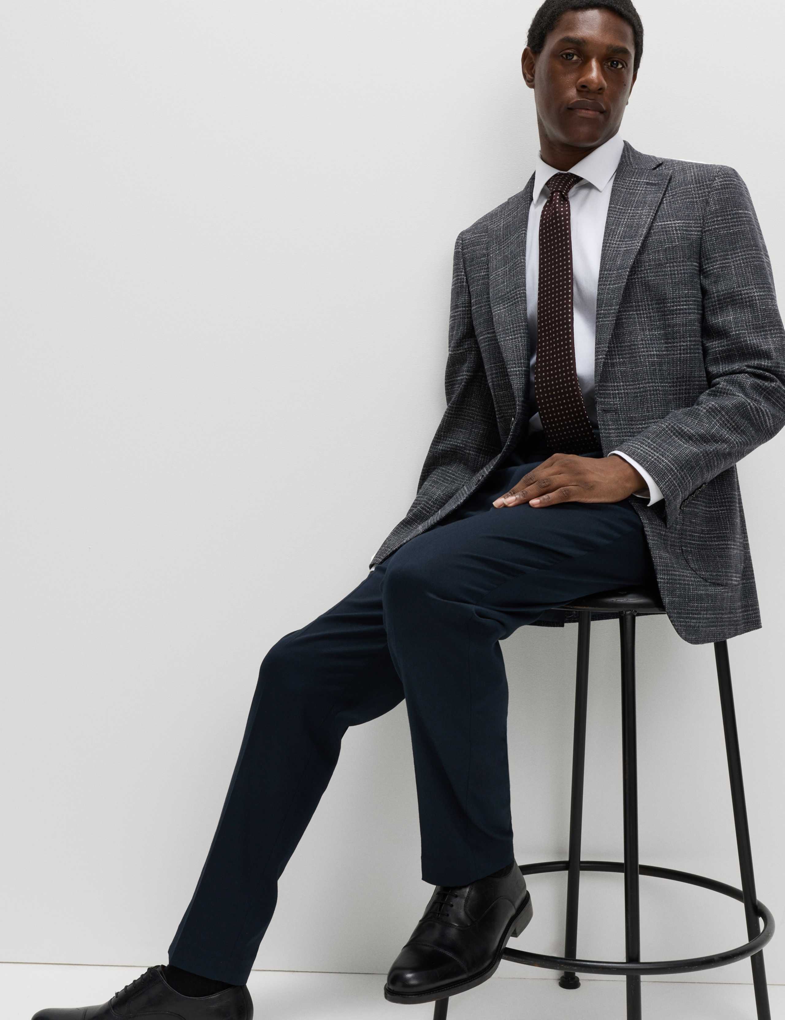 Tailored Fit Textured Check Stretch Blazer 5 of 5