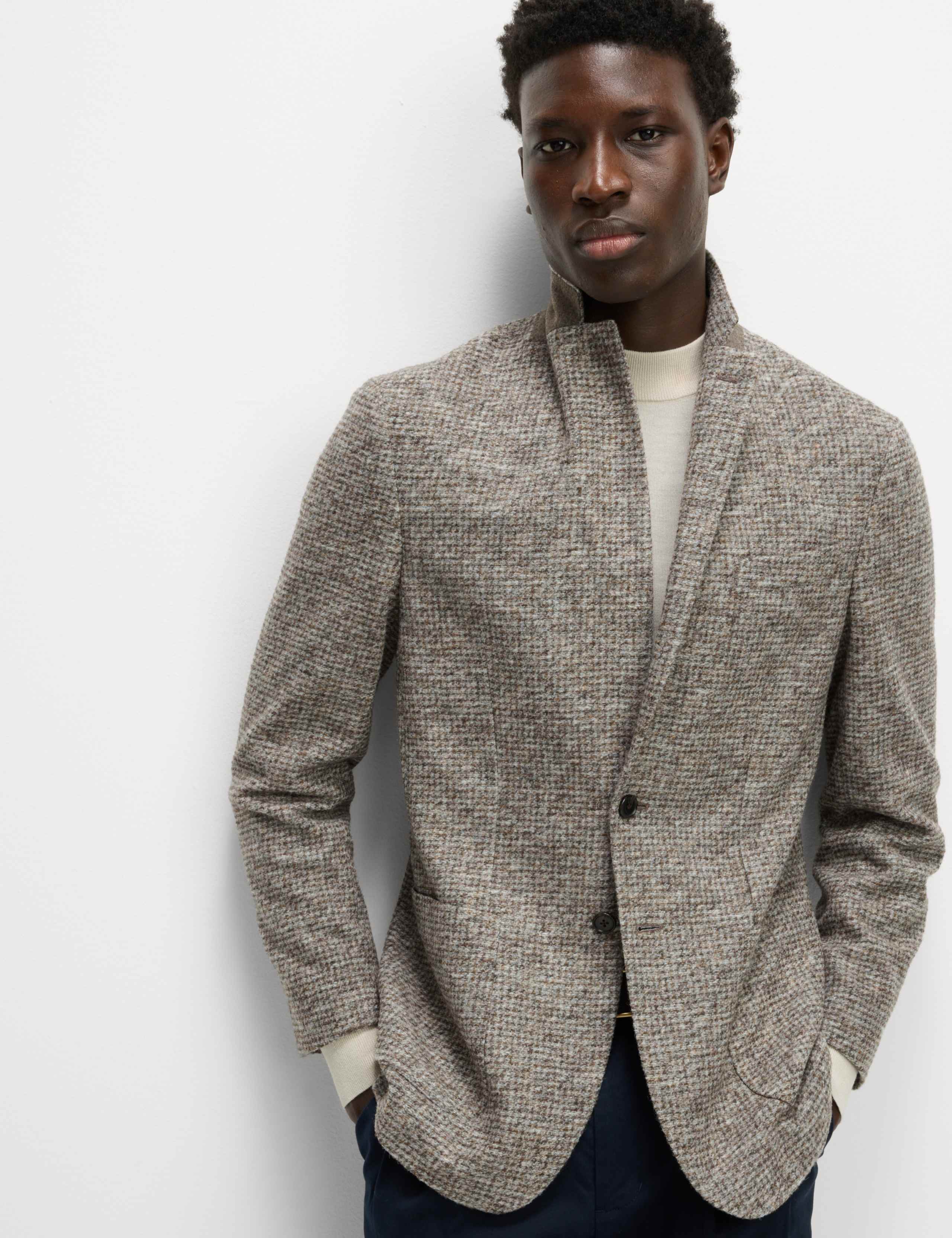 Tailored Fit Wool Blend Textured Blazer 6 of 9