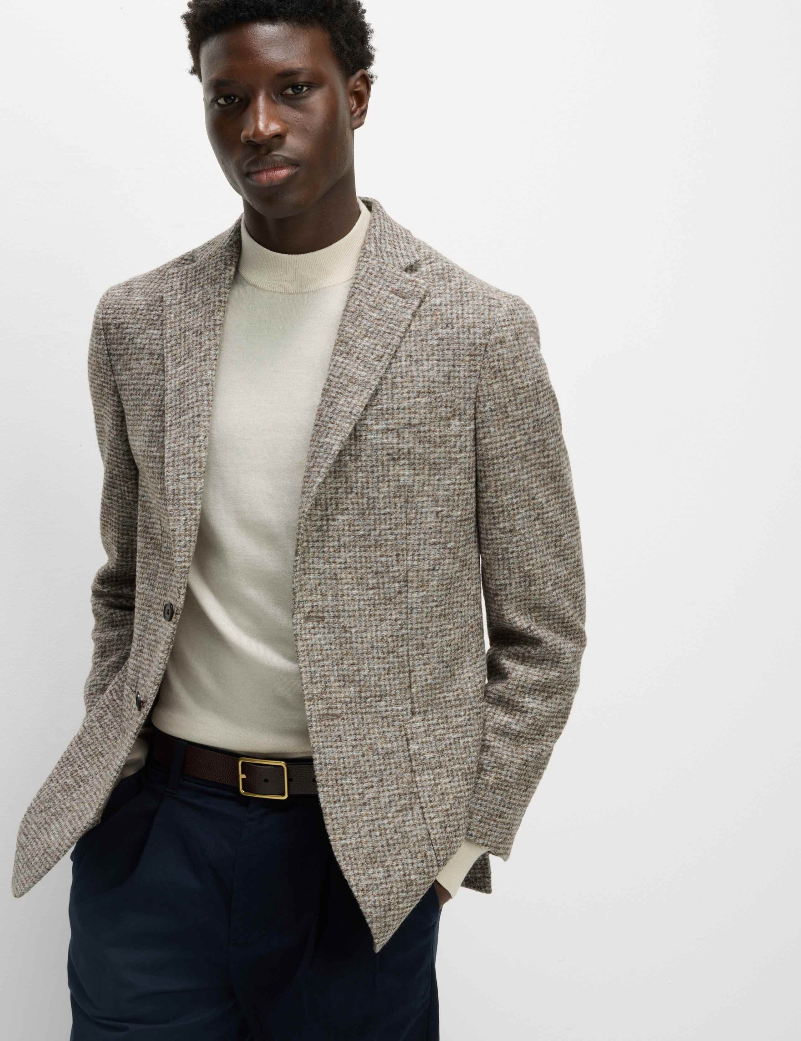 Tailored Fit Wool Blend Textured Blazer 9 of 9
