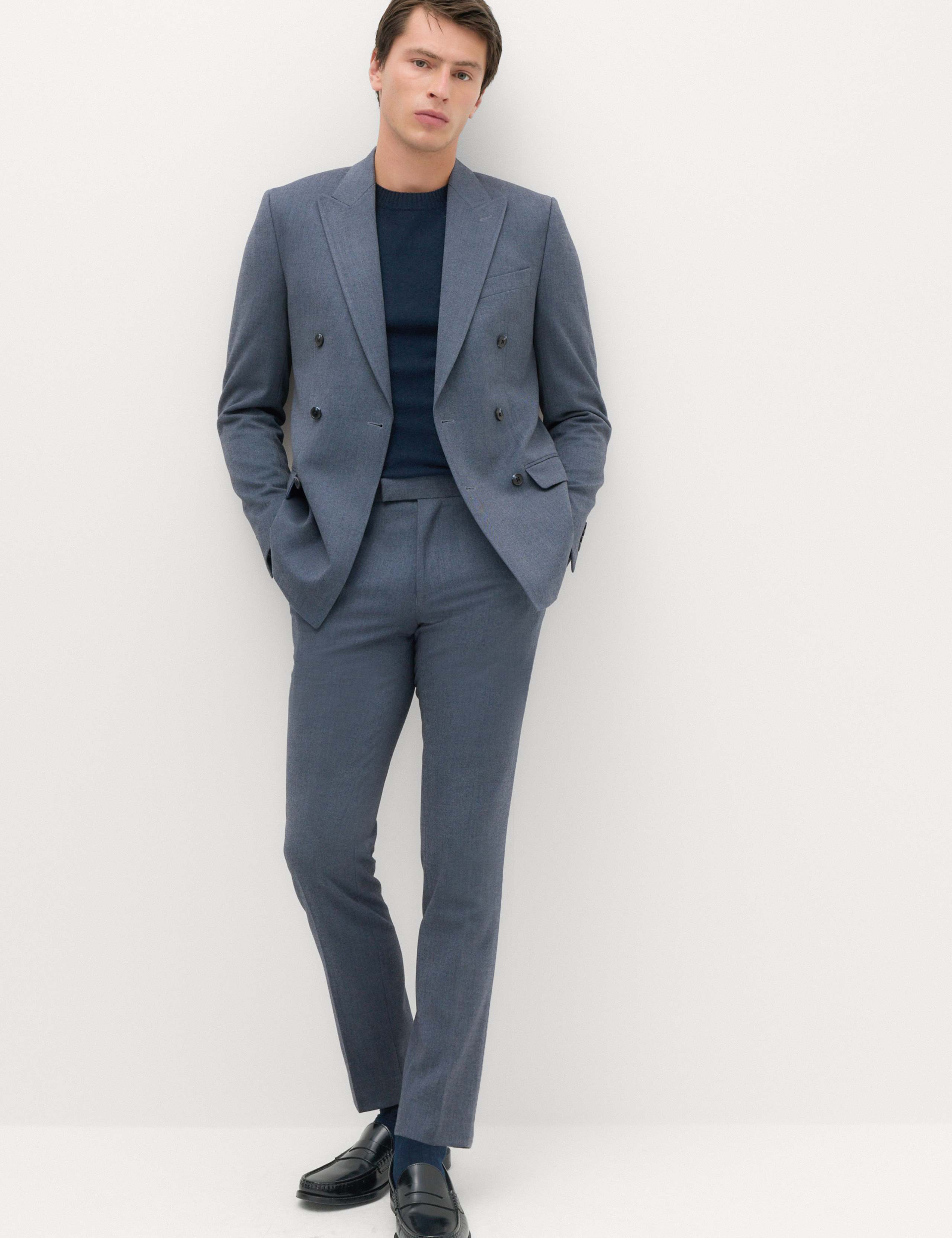 Slim Fit Twill Double Breasted Suit Jacket 5 of 6