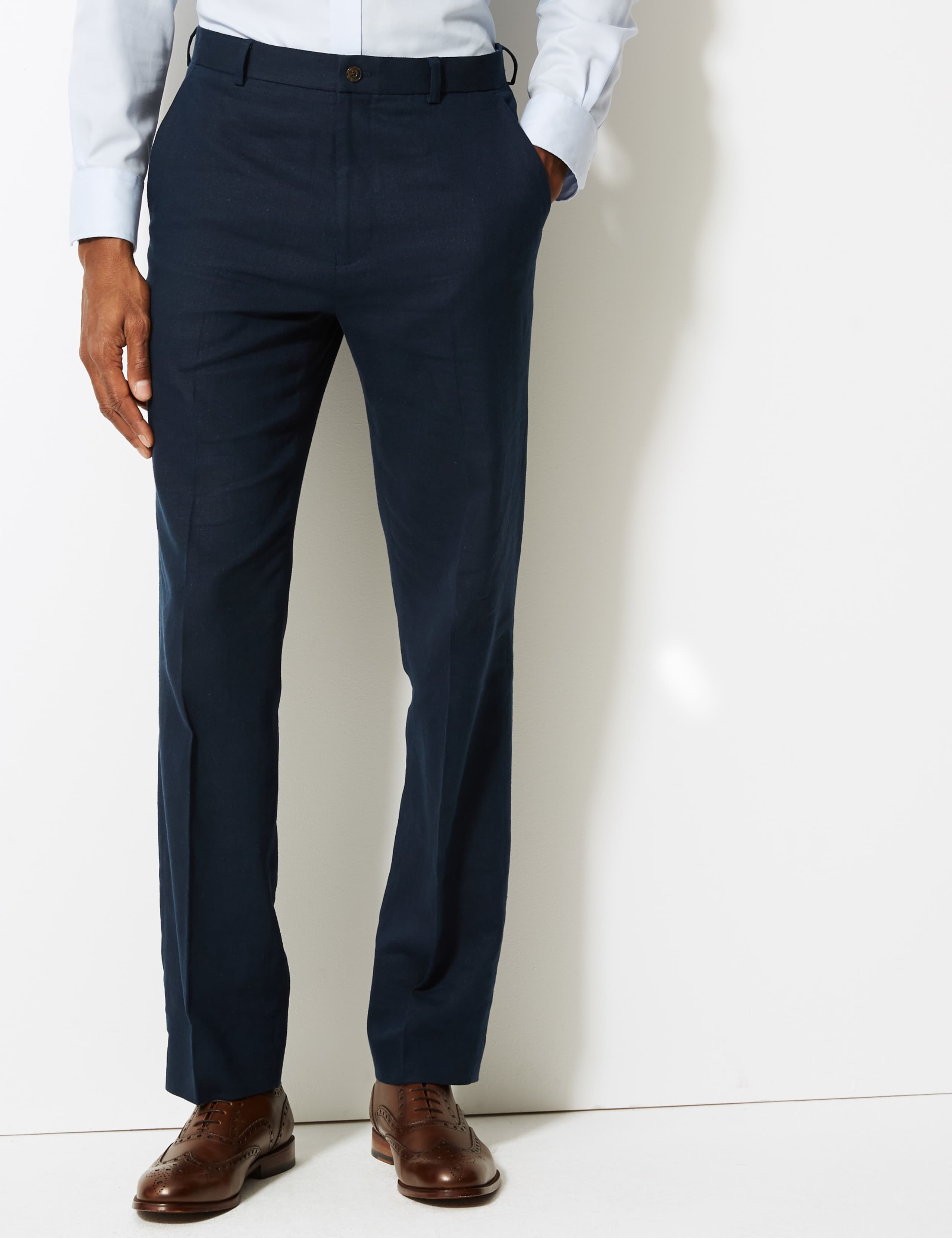 Textured Regular Fit Linen Trousers 2 of 3