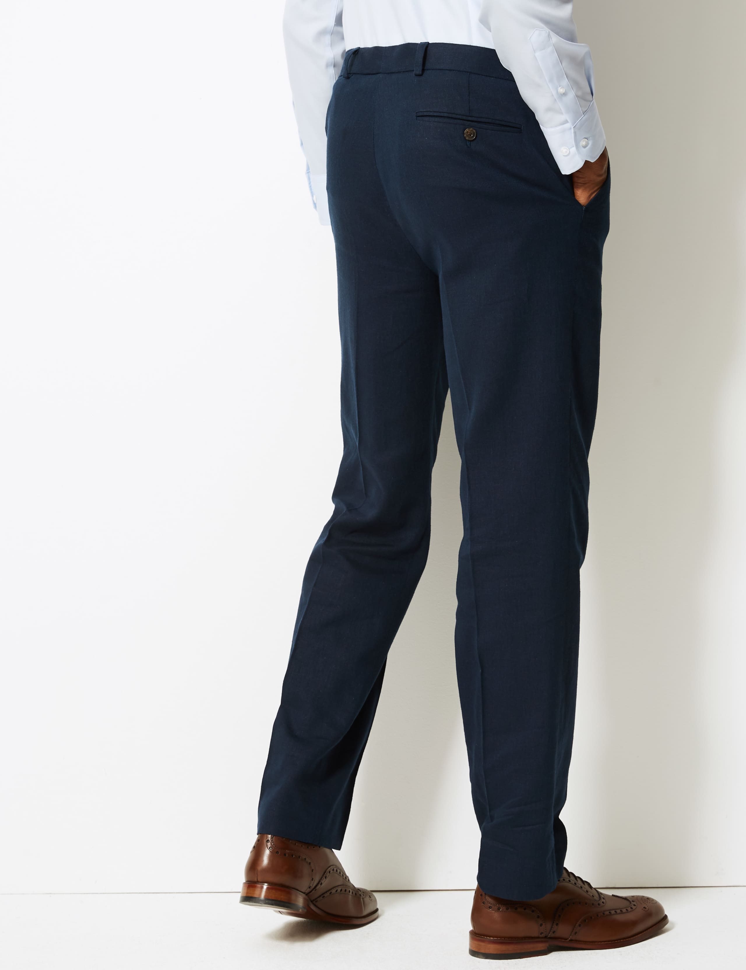 Textured Regular Fit Linen Trousers 3 of 3