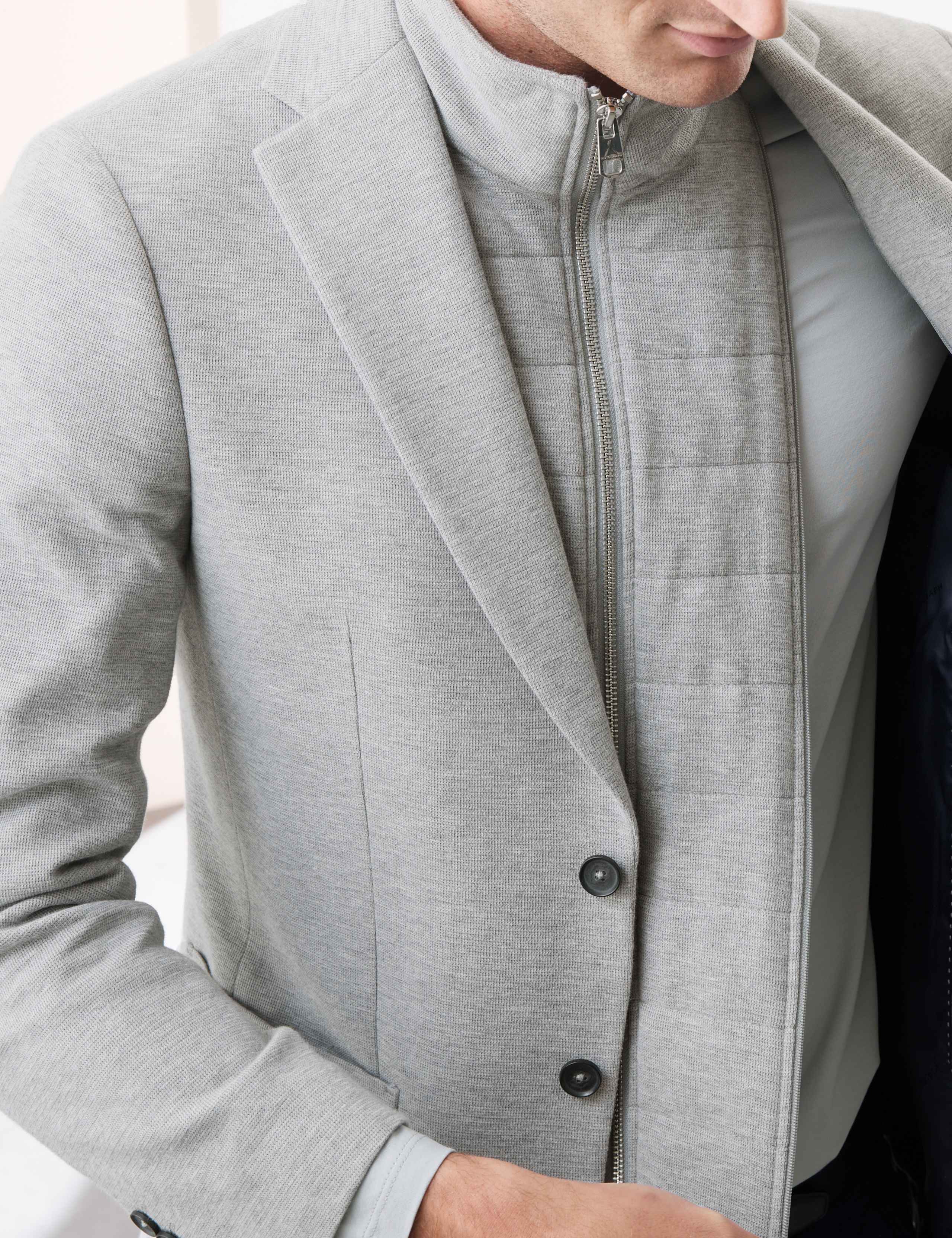 Cotton Rich Knitted Blazer with Gilet 3 of 7