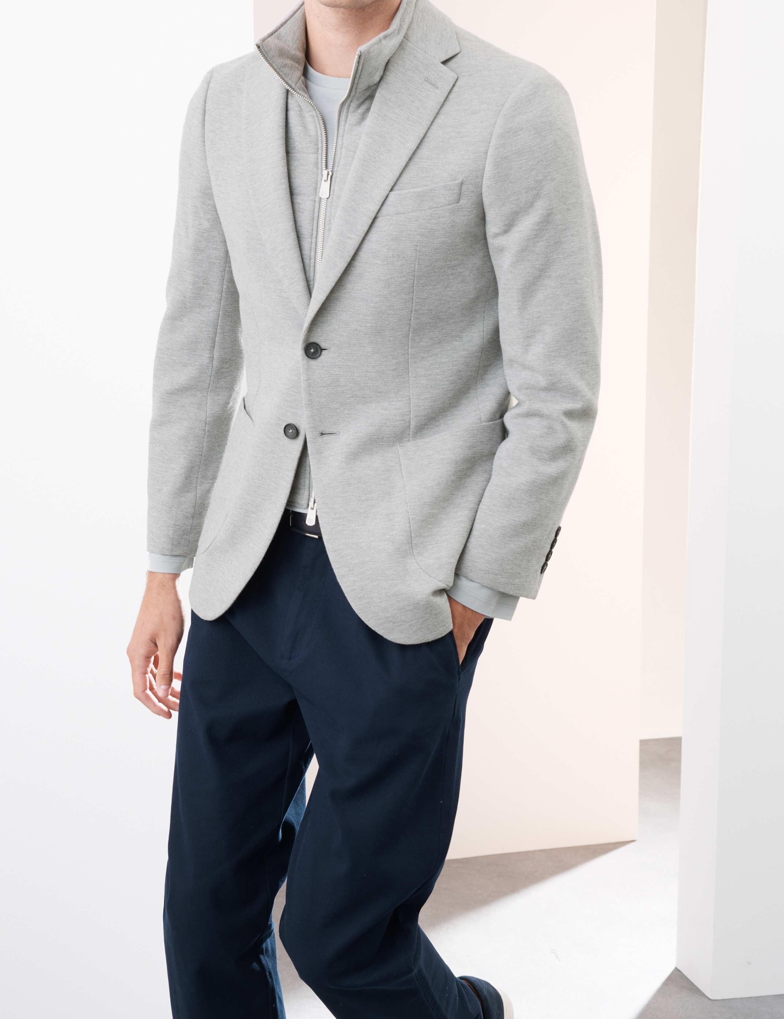 Cotton Rich Knitted Blazer with Gilet 7 of 7