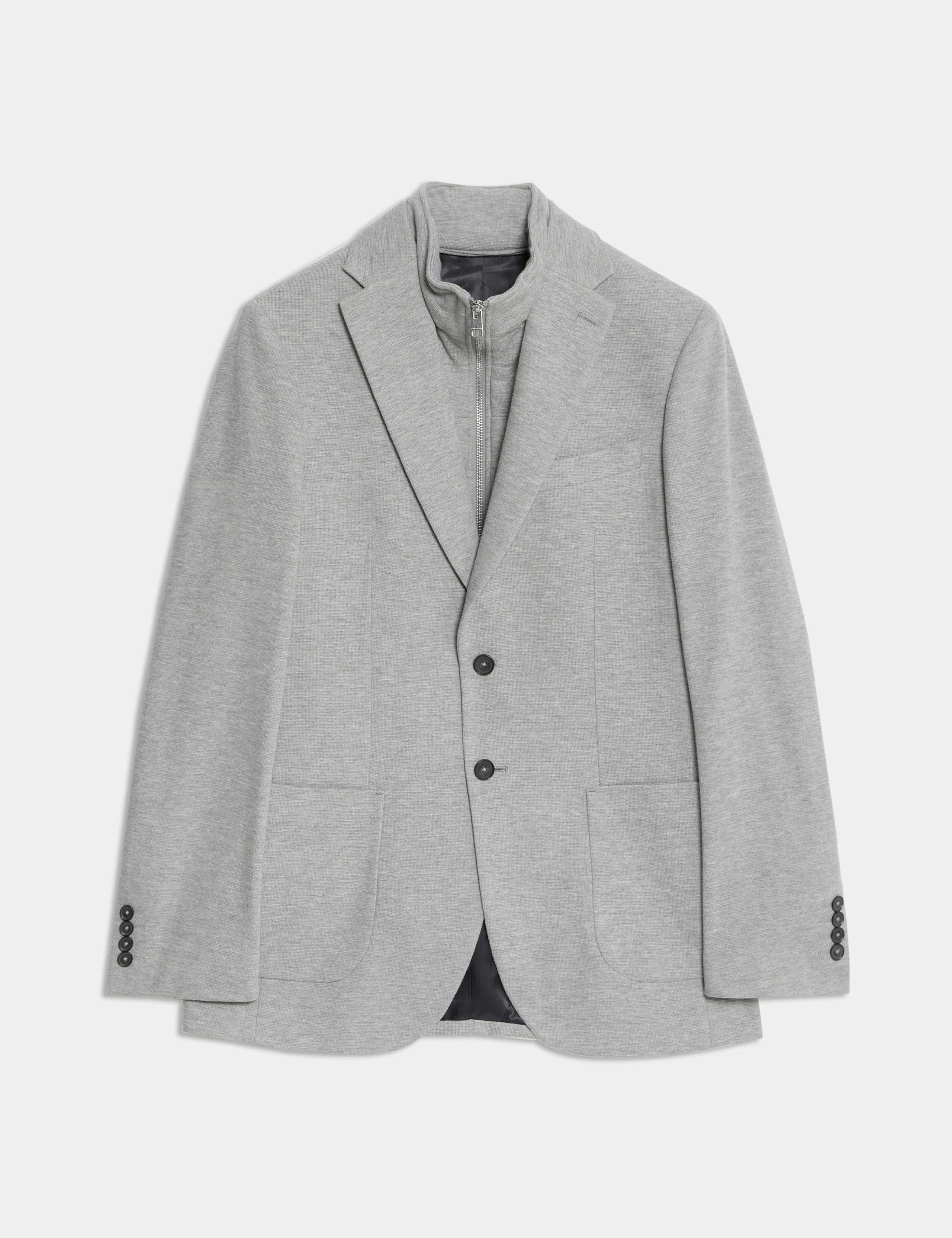 Cotton Rich Knitted Blazer with Gilet 2 of 7