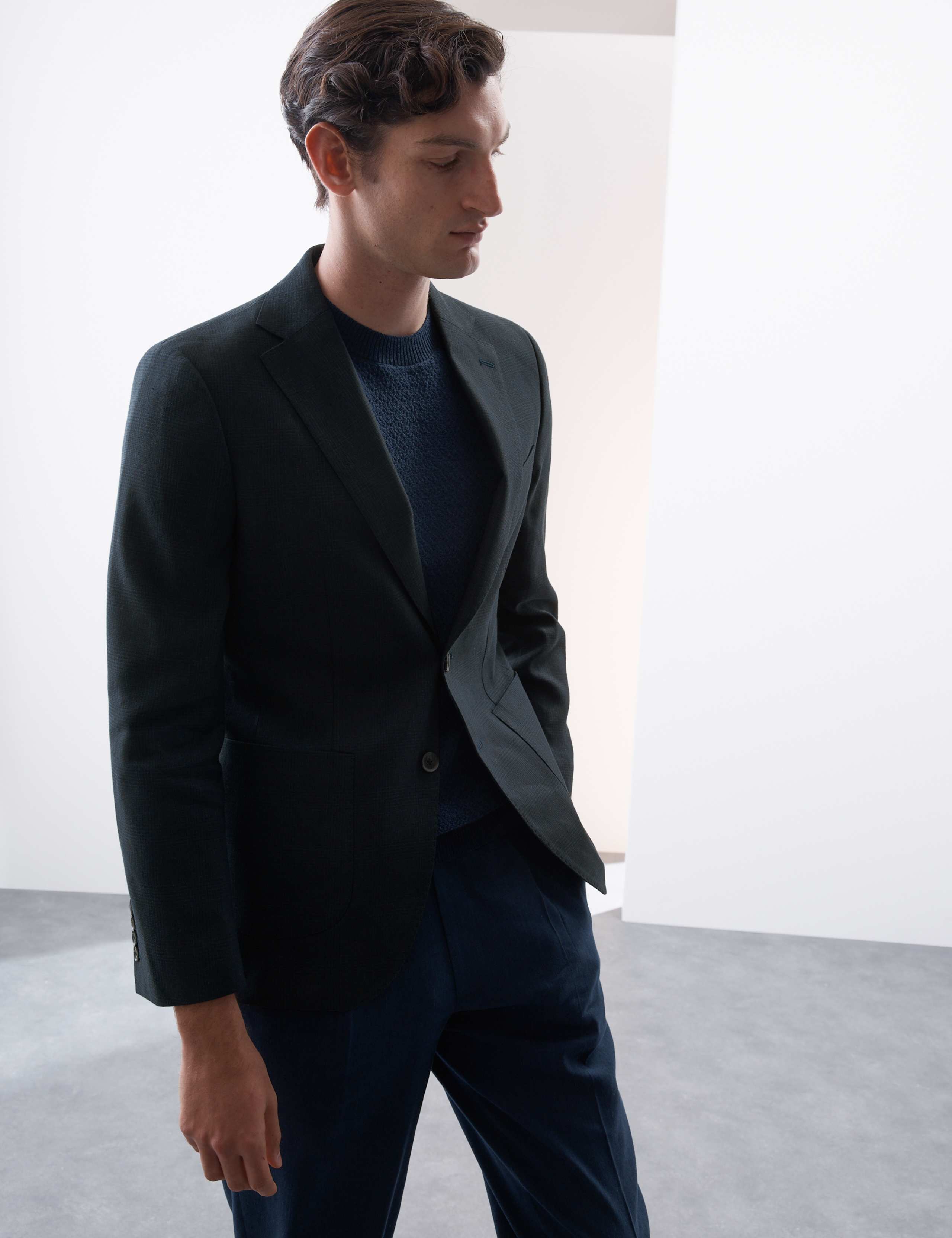 Linen Blend Check Blazer 7 of 8