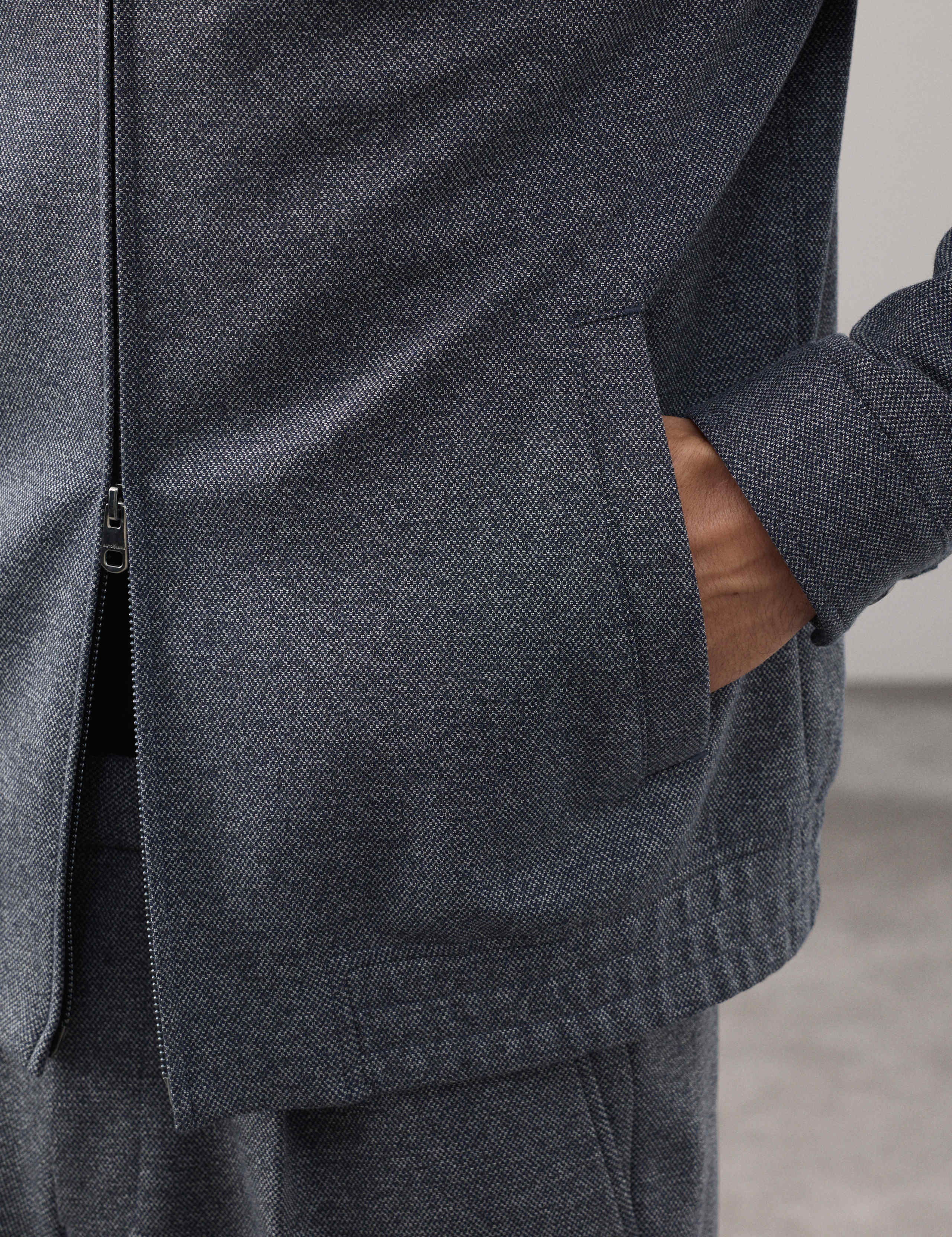 Knitted Yarn Dyed Harrington Jacket 4 of 7