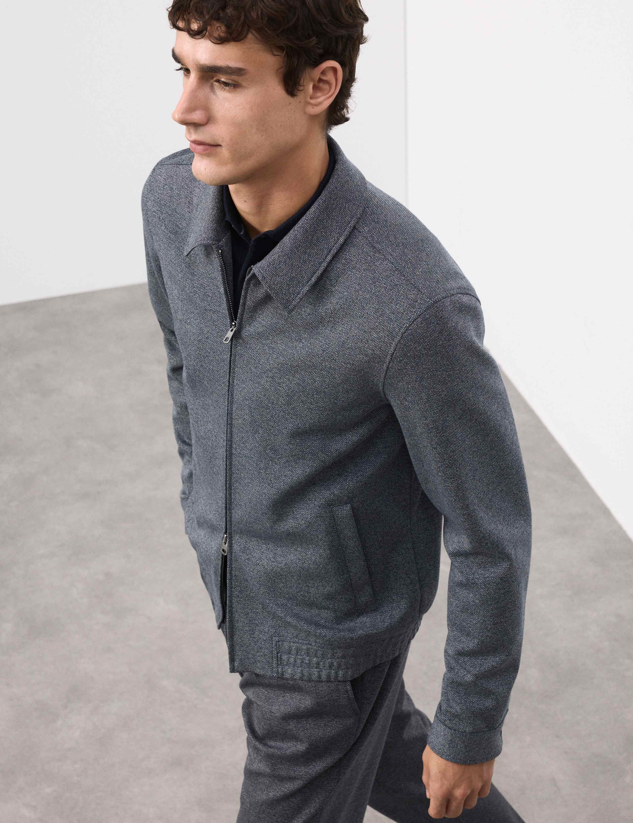 Knitted Yarn Dyed Harrington Jacket 6 of 7